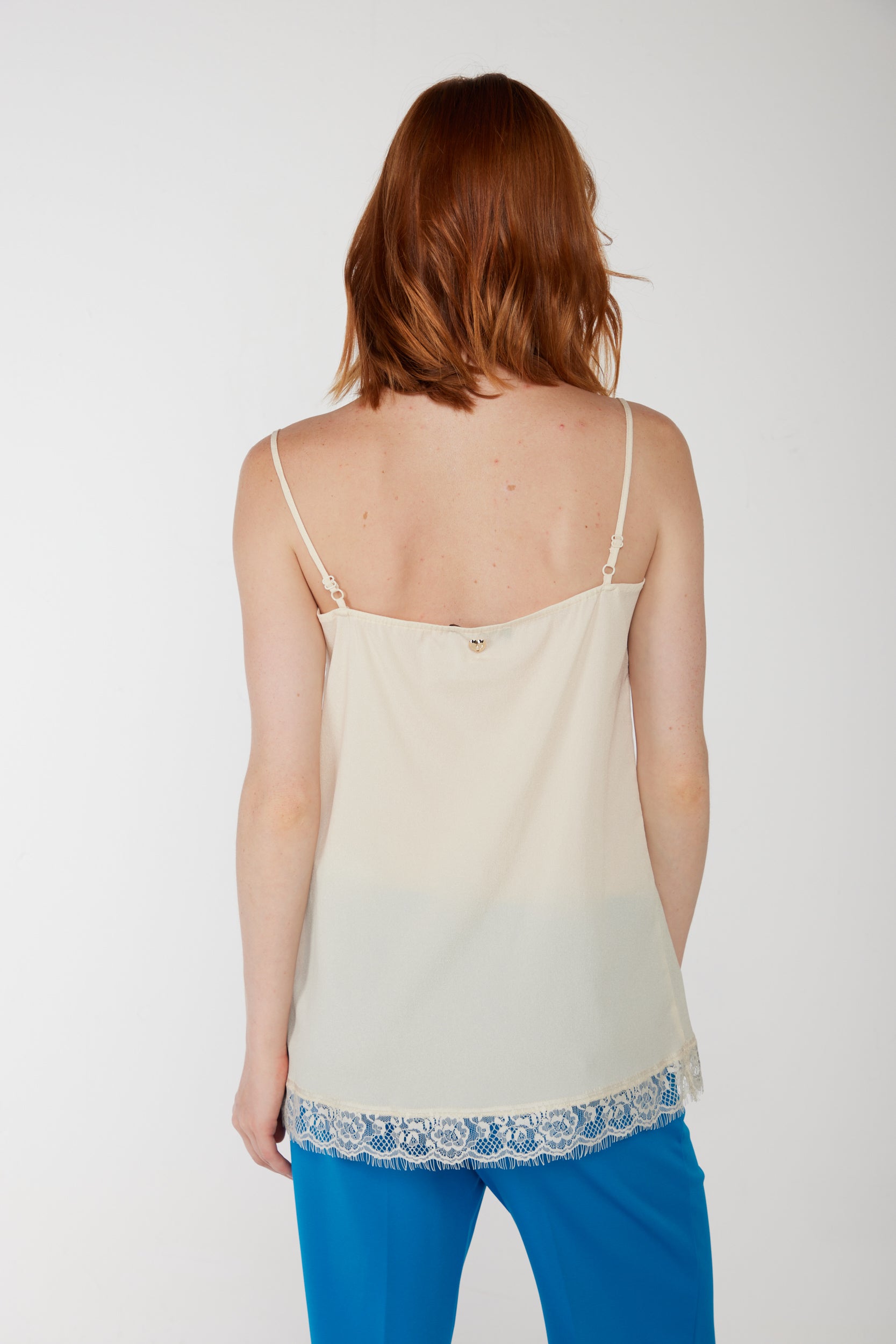 TWINSET Beige Top mit Spitzenkanten