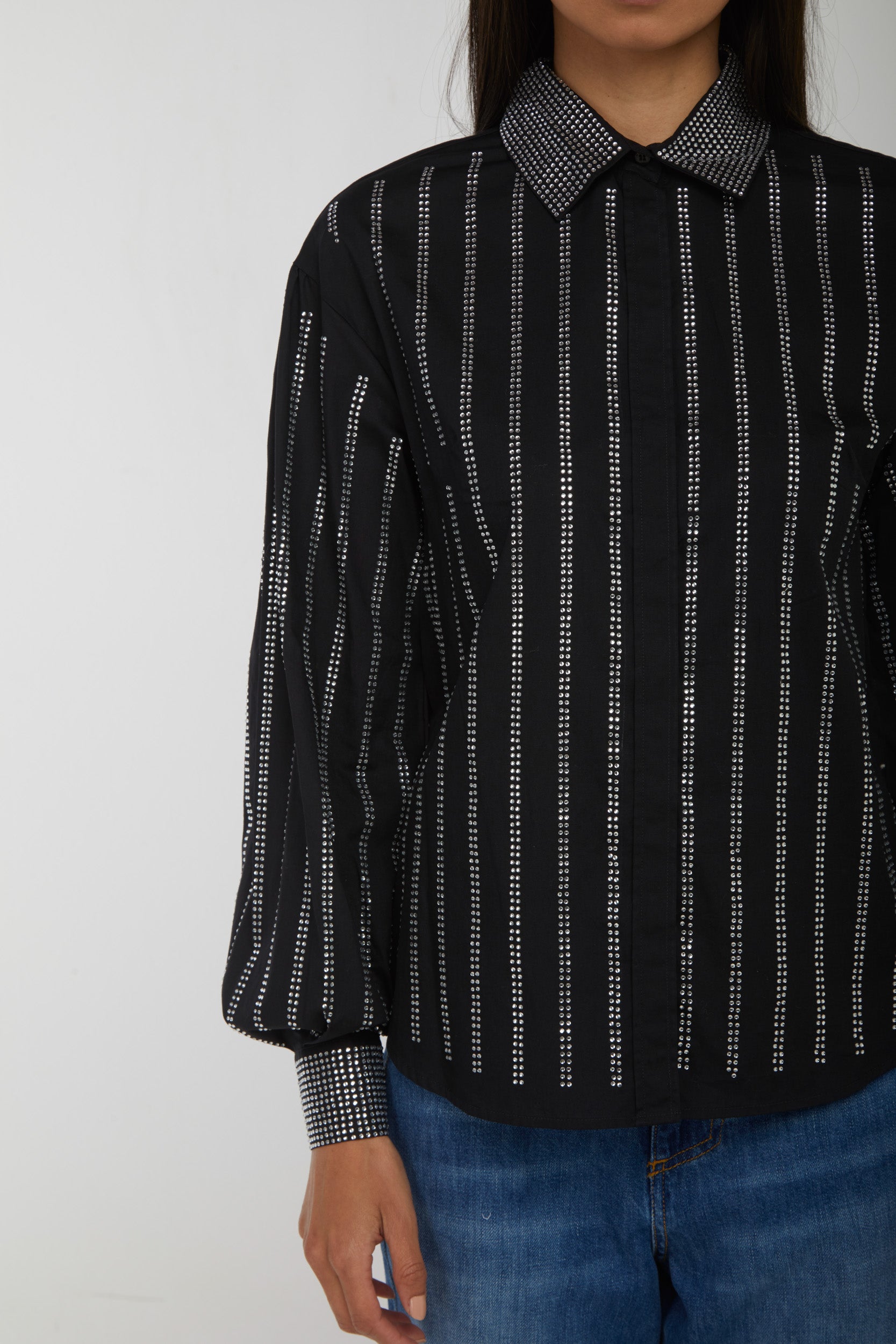 PINKO Schwarz Hemd mit Silber Glitzer