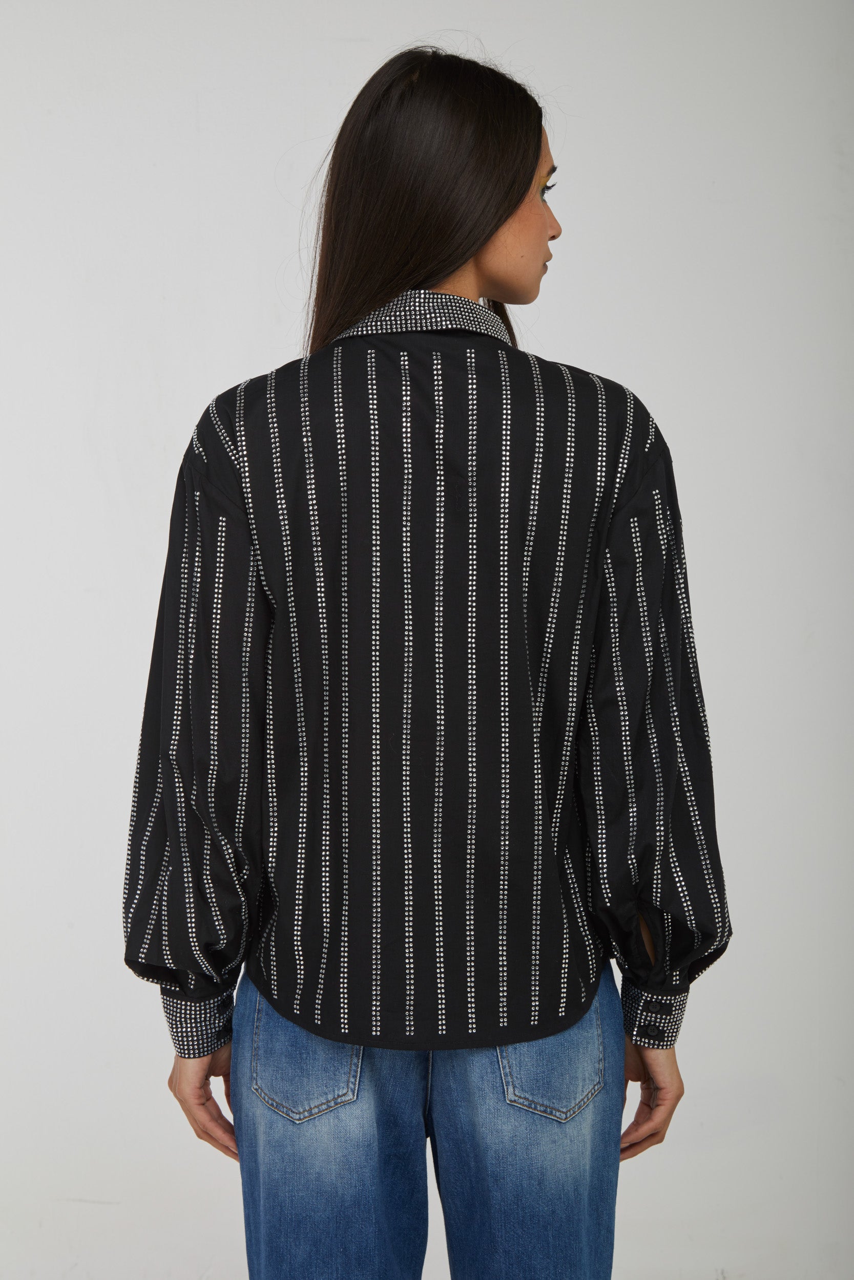 PINKO Schwarz Hemd mit Silber Glitzer