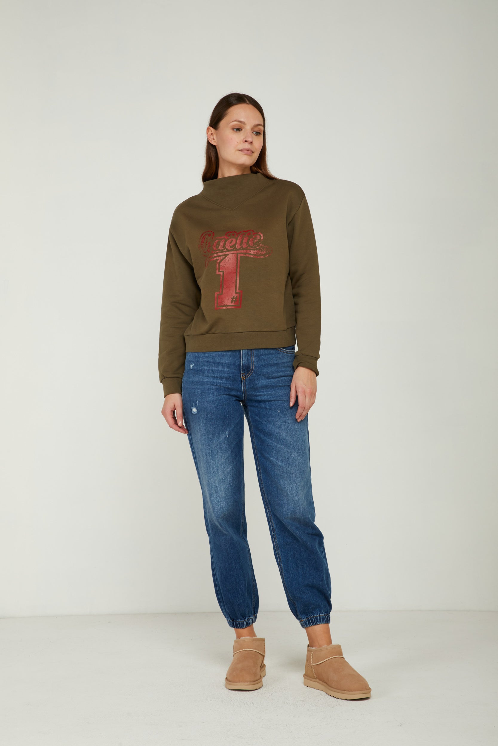 GAELLE Grüne Sweatshirt mit hohem Kragen