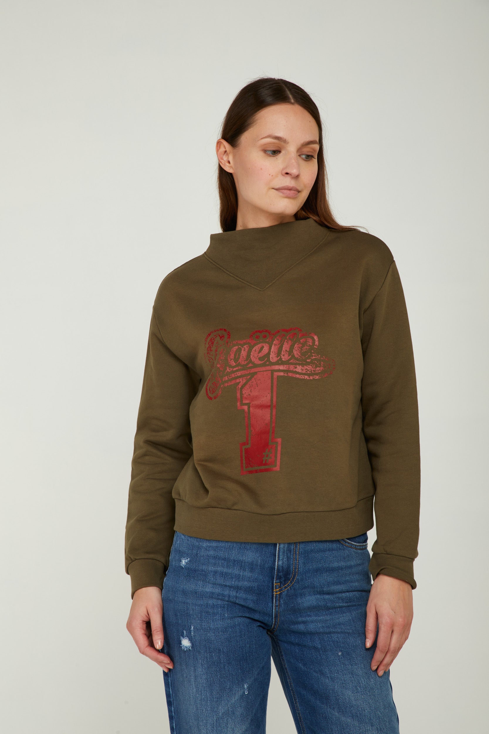 GAELLE Grüne Sweatshirt mit hohem Kragen