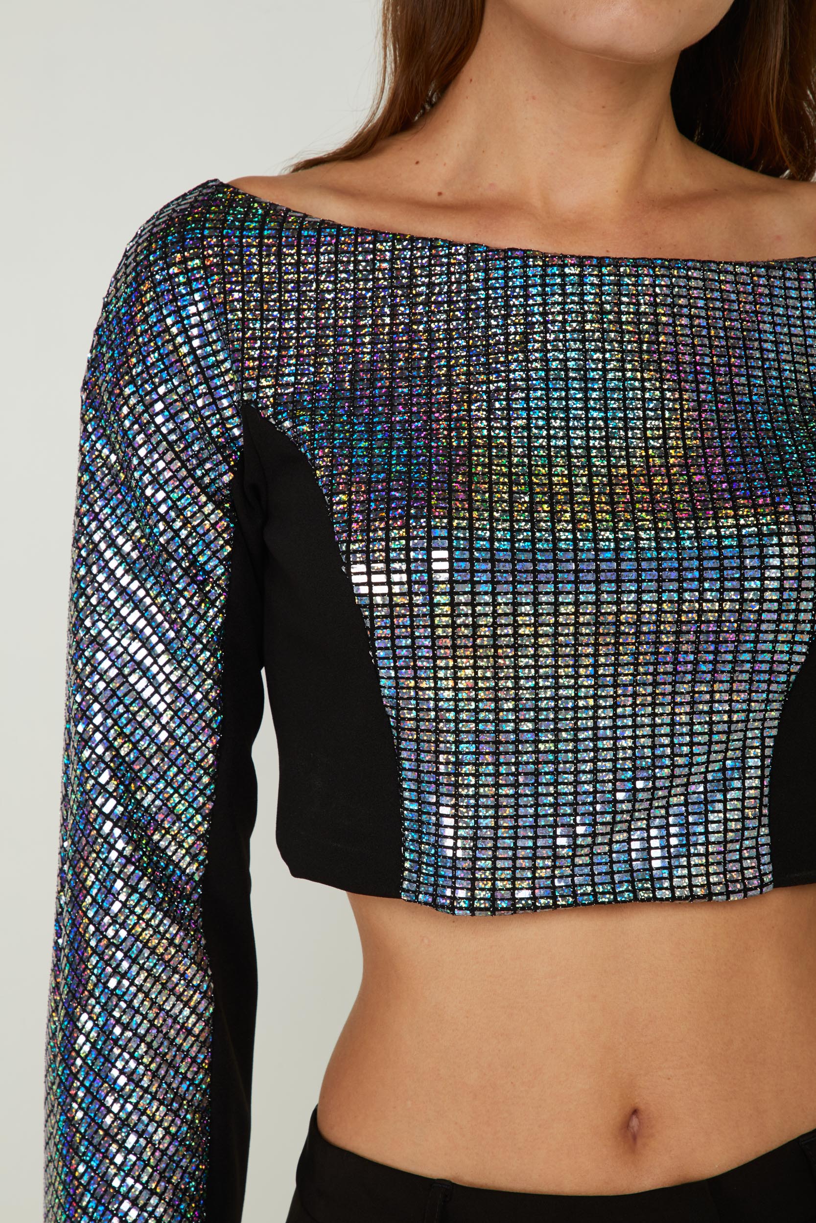 GAELLE Top mit Silber Glitzerstoff