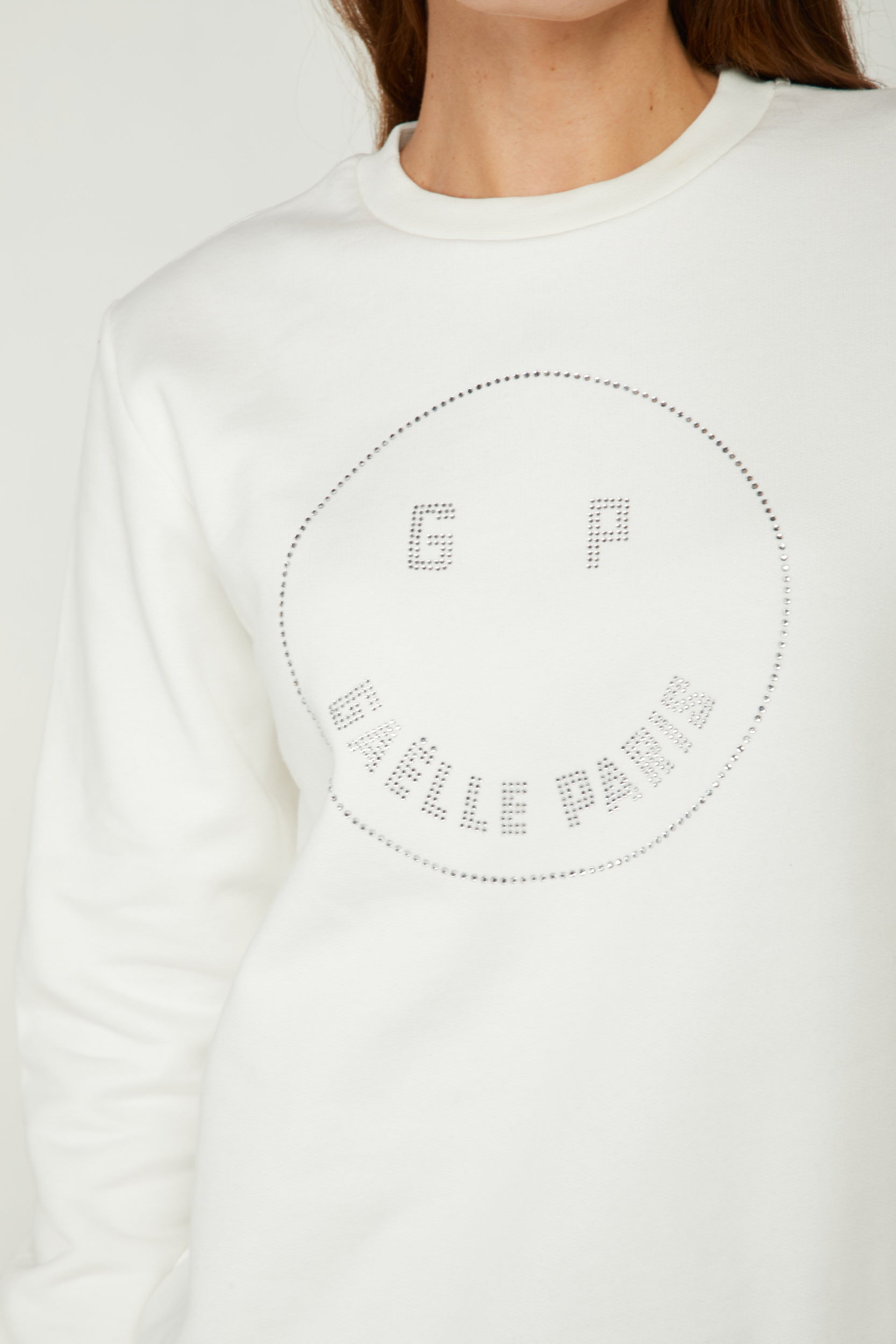 GAELLE Weiße Sweatshirt mit Strass-Logo