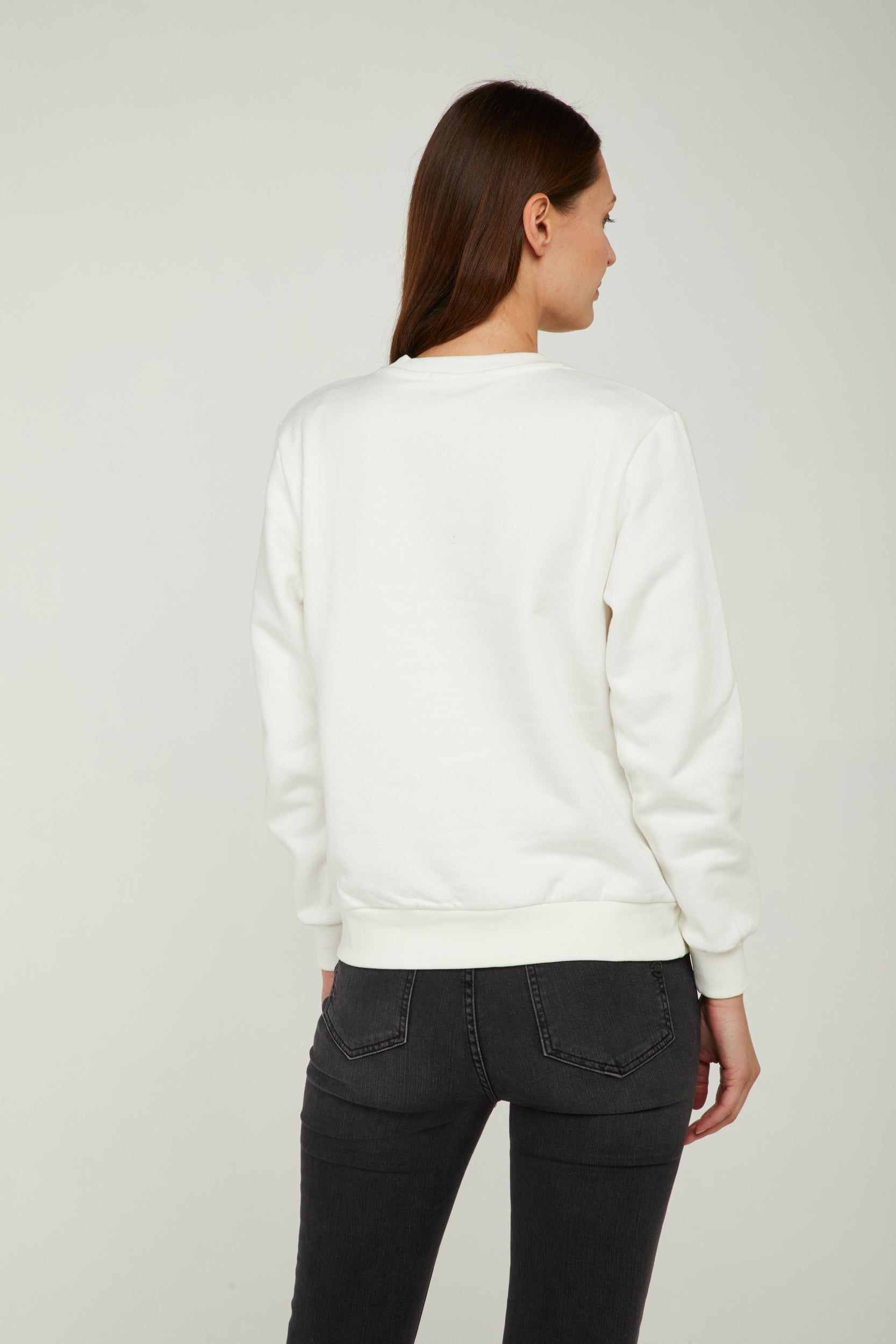 GAELLE Weiße Sweatshirt mit Strass-Logo