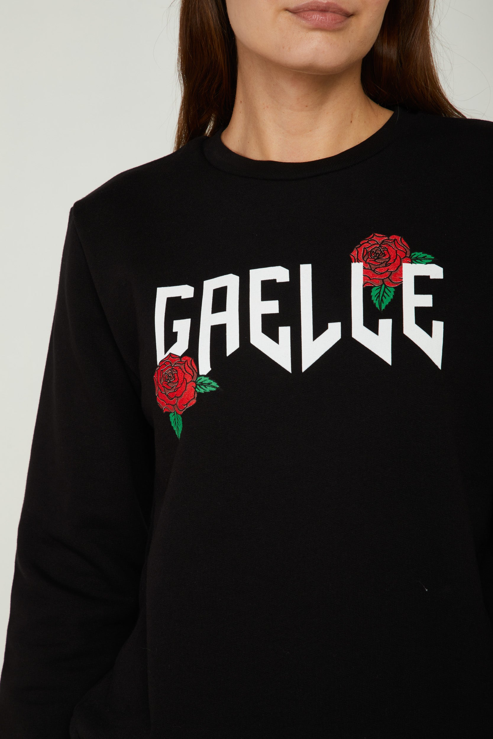 GAELLE Schwarz Sweatshirt mit Logo und Rosen