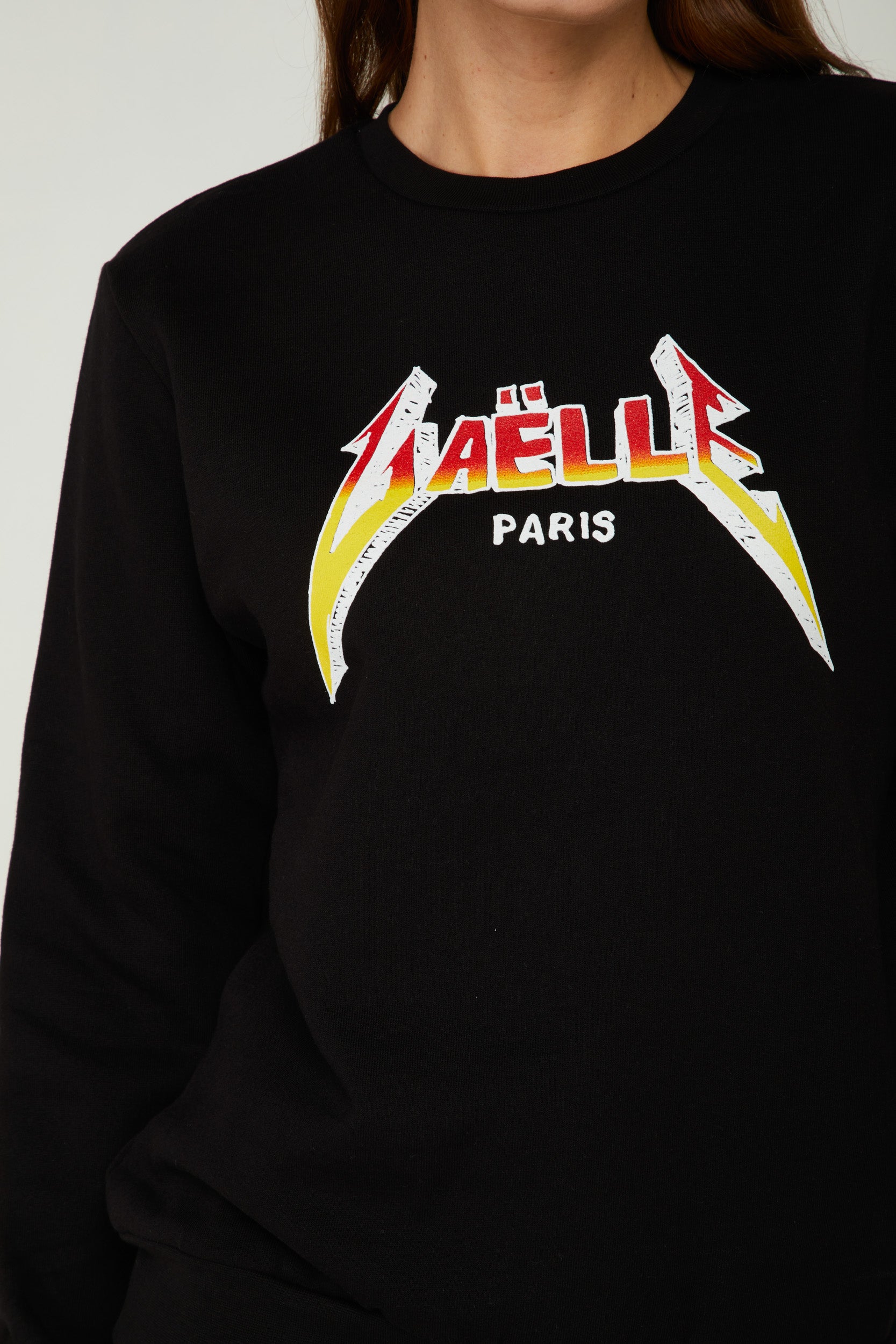 GAELLE – Schwarz Sweatshirt mit Rundhalsausschnitt und Logo