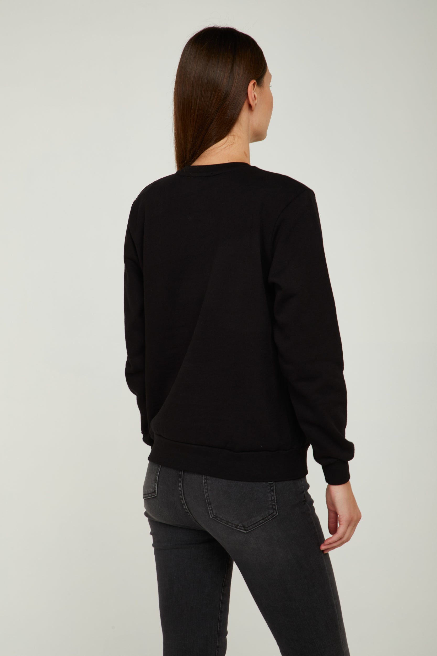 GAELLE – Schwarz Sweatshirt mit Rundhalsausschnitt und Logo