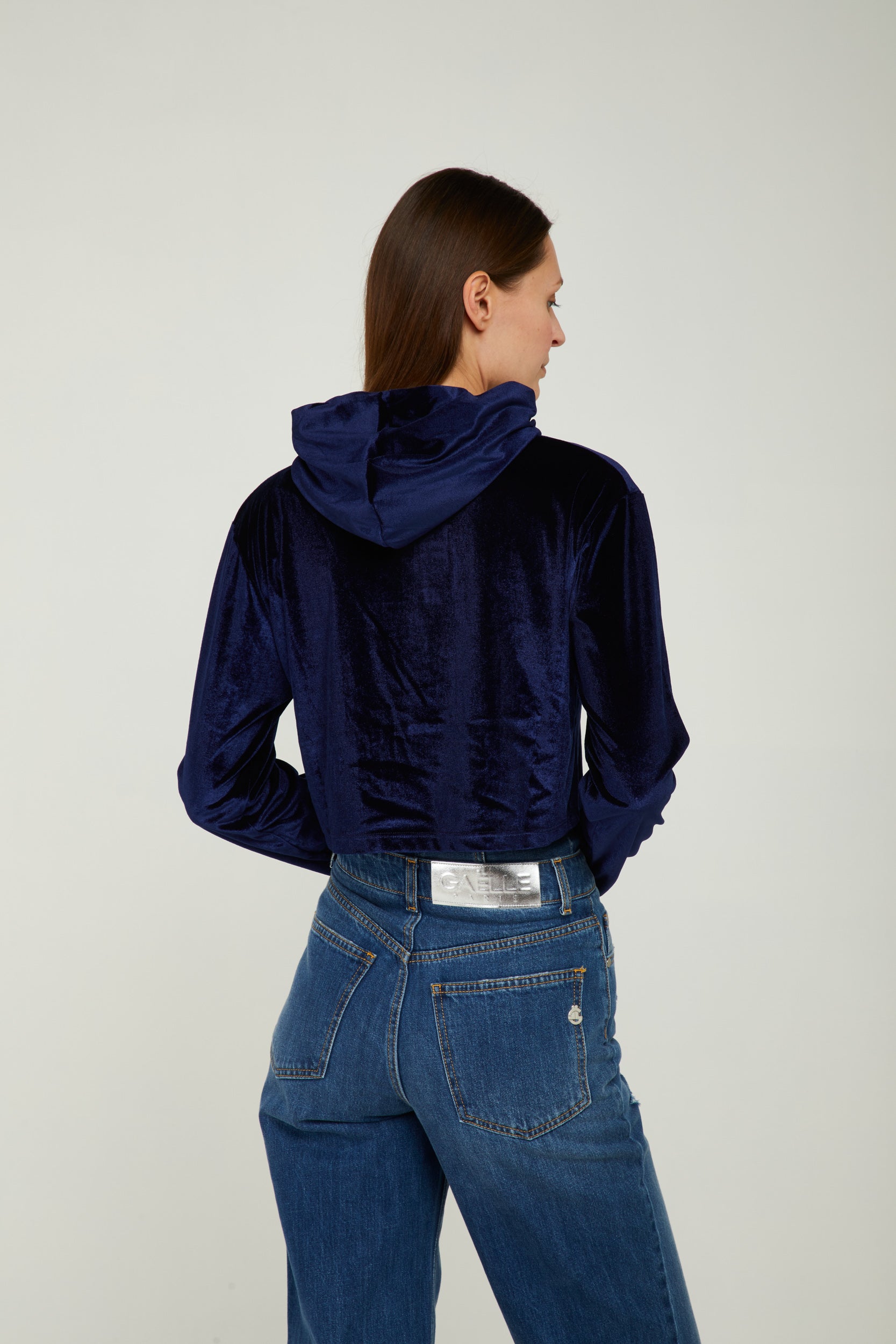 GAELLE Blau Samt-Sweatshirt