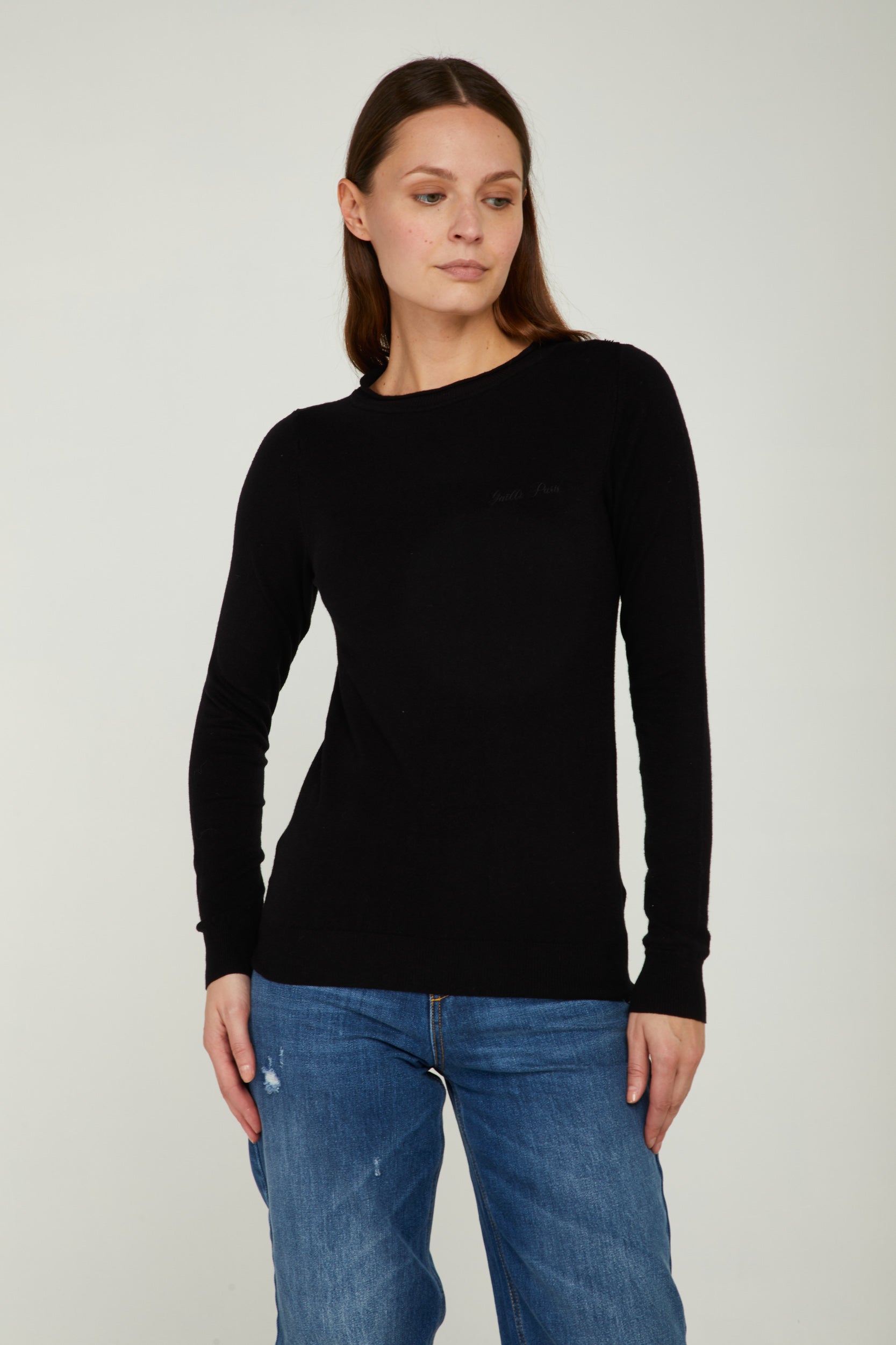 GAELLE Schwarz Pullover mit Rundhalsausschnitt