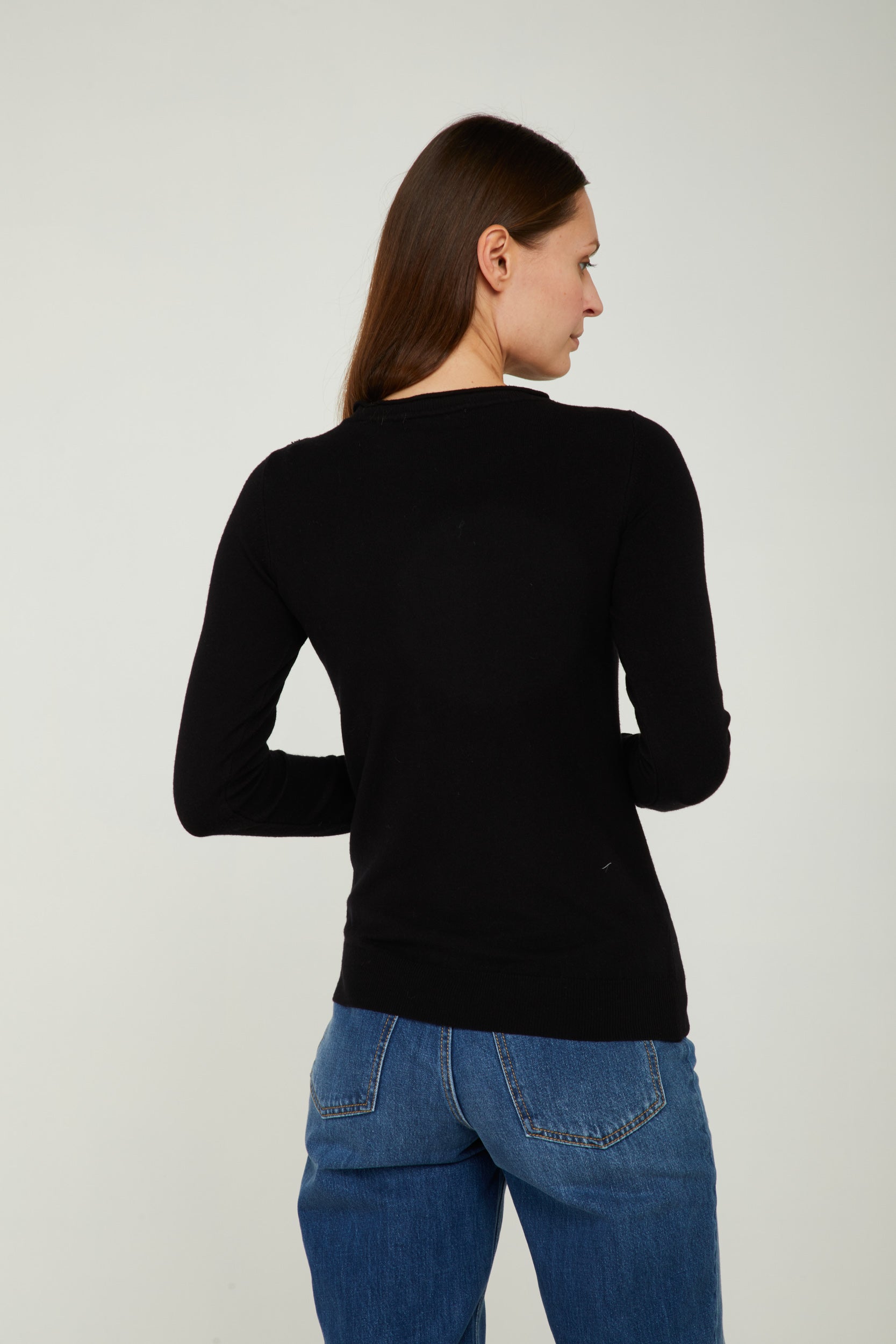 GAELLE Schwarz Pullover mit Rundhalsausschnitt