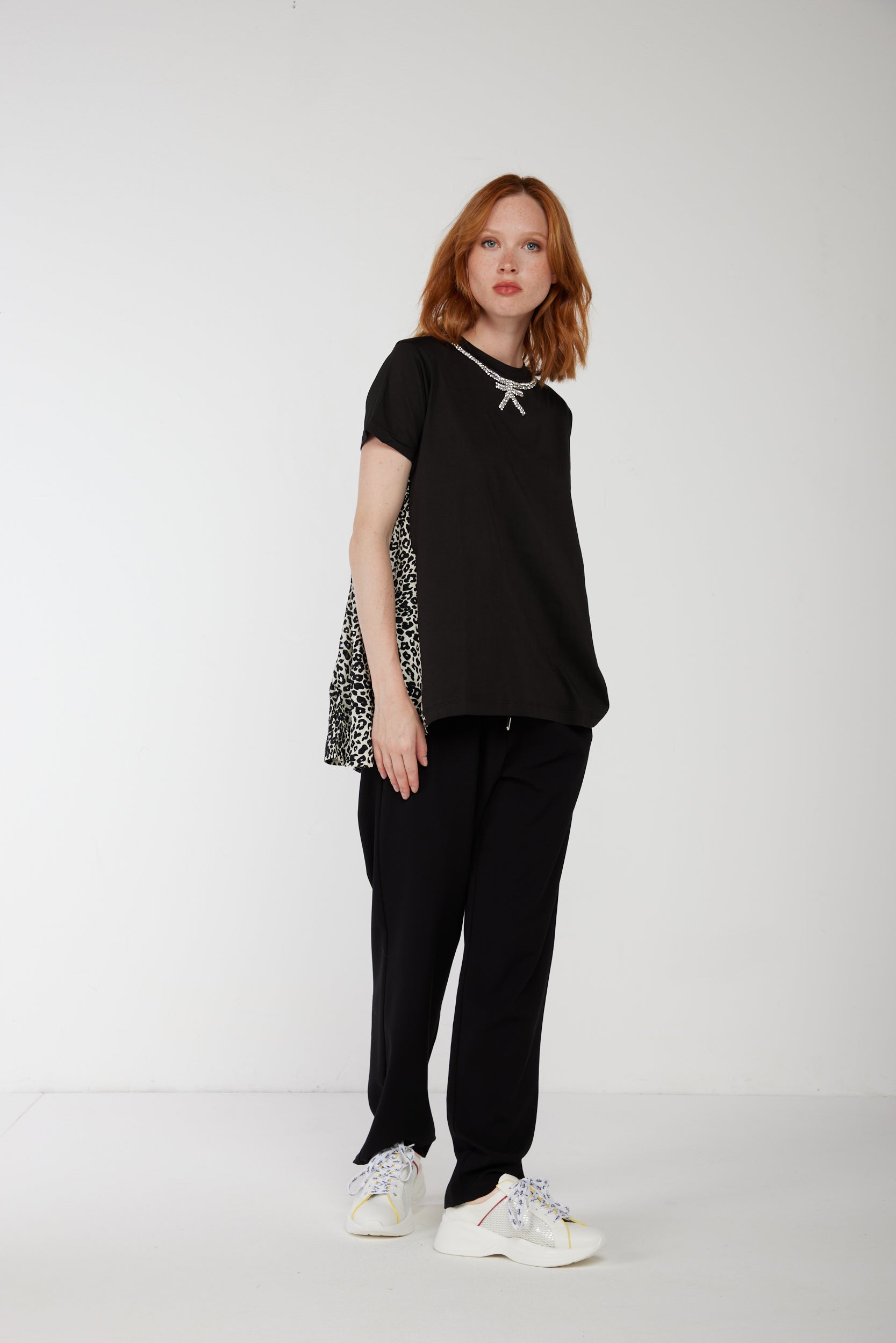 PRINCESSE LODO Pullover mit Leopardenmuster und Schleifendetail