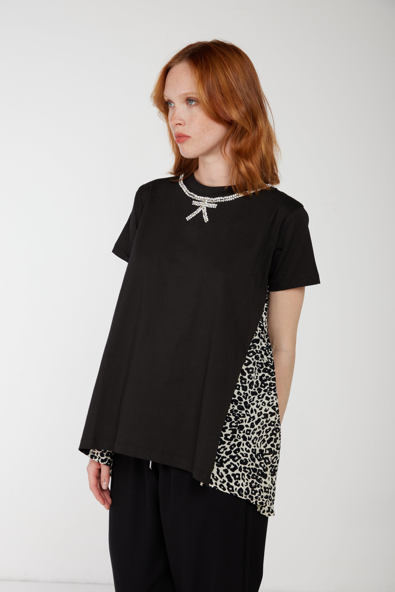 PRINCESSE LODO Pullover mit Leopardenmuster und Schleifendetail