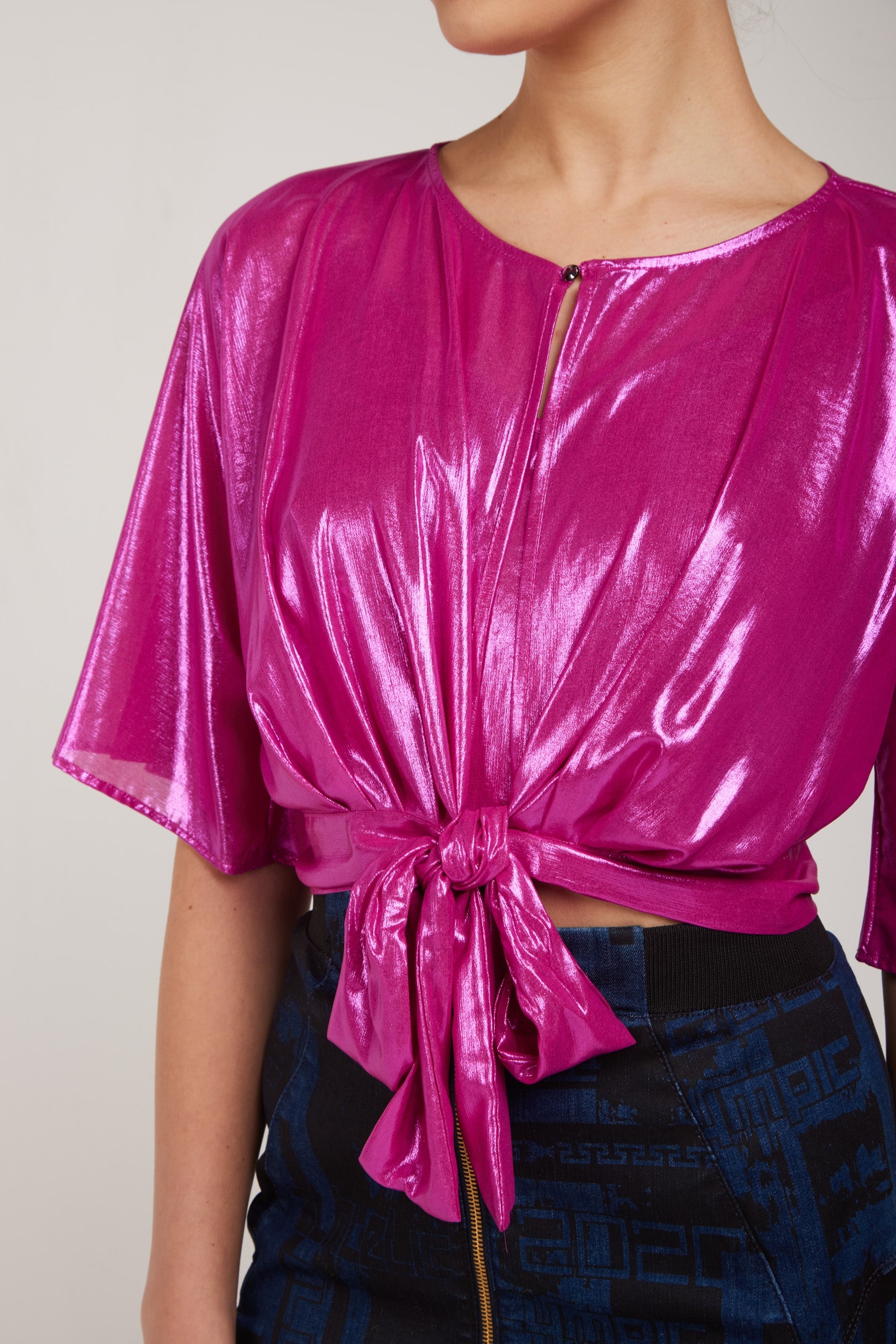 LIU-JO Crop Top Laminat Fuxia