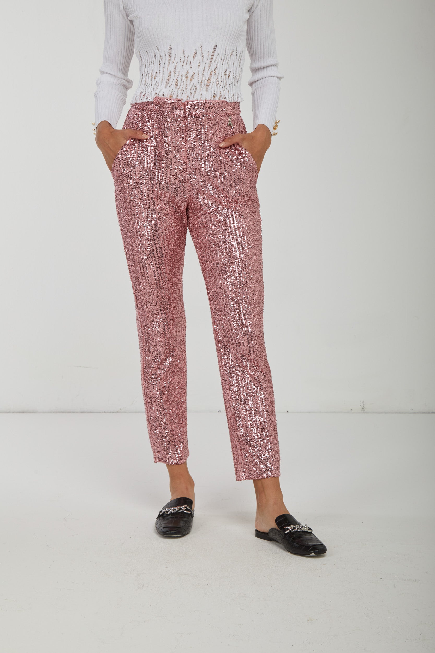 PATRIZIA PEPE Rose Glitzerhose