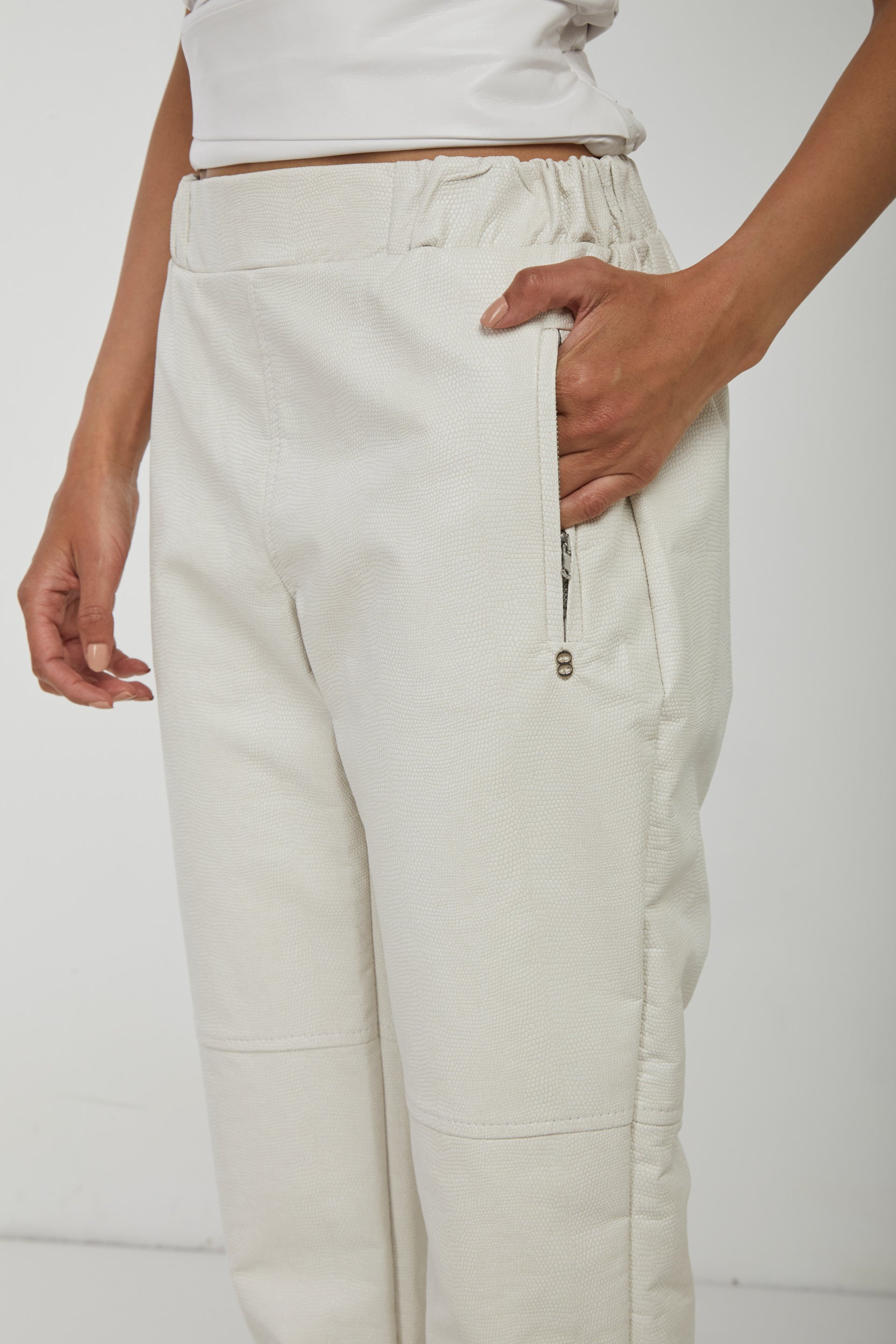 OTTOD'AME Elfenbeinfarbene Baumwollhose