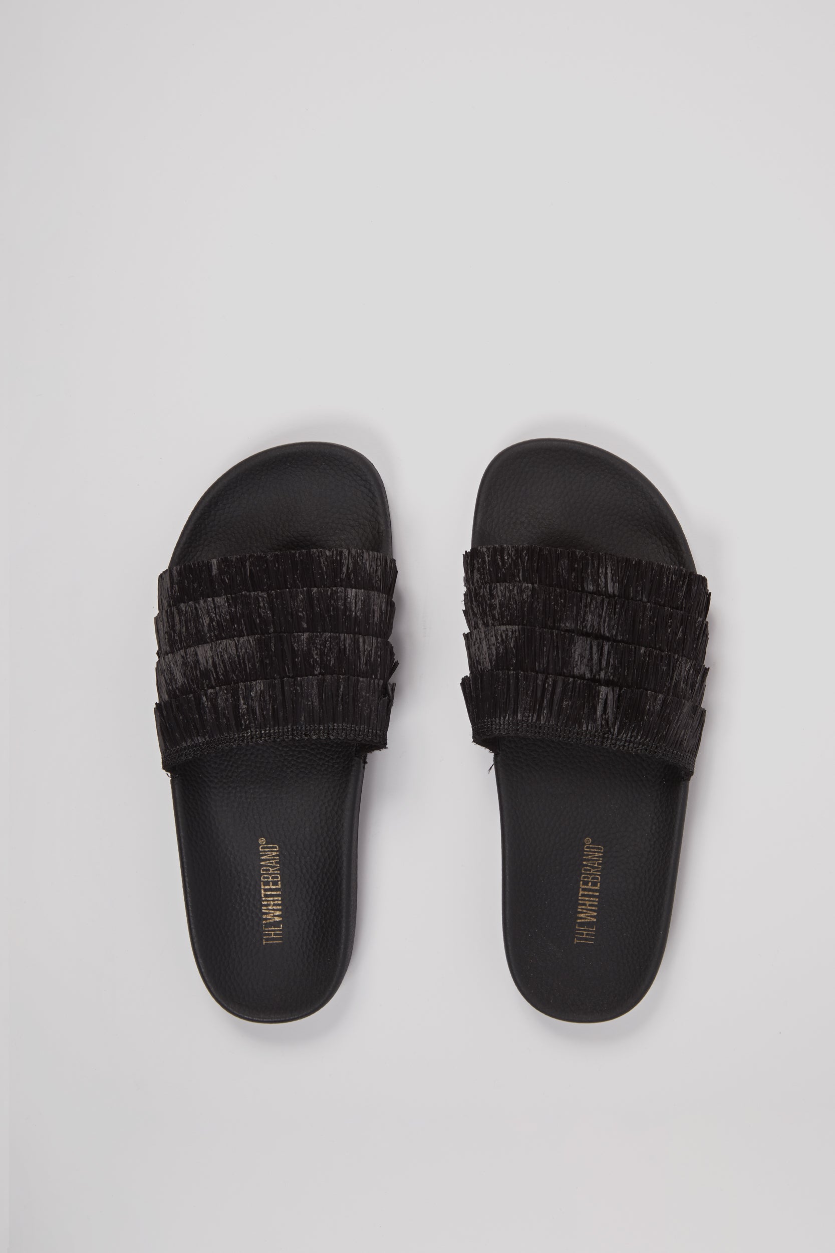 WHITE BRAND Schwarze Bastsandalen