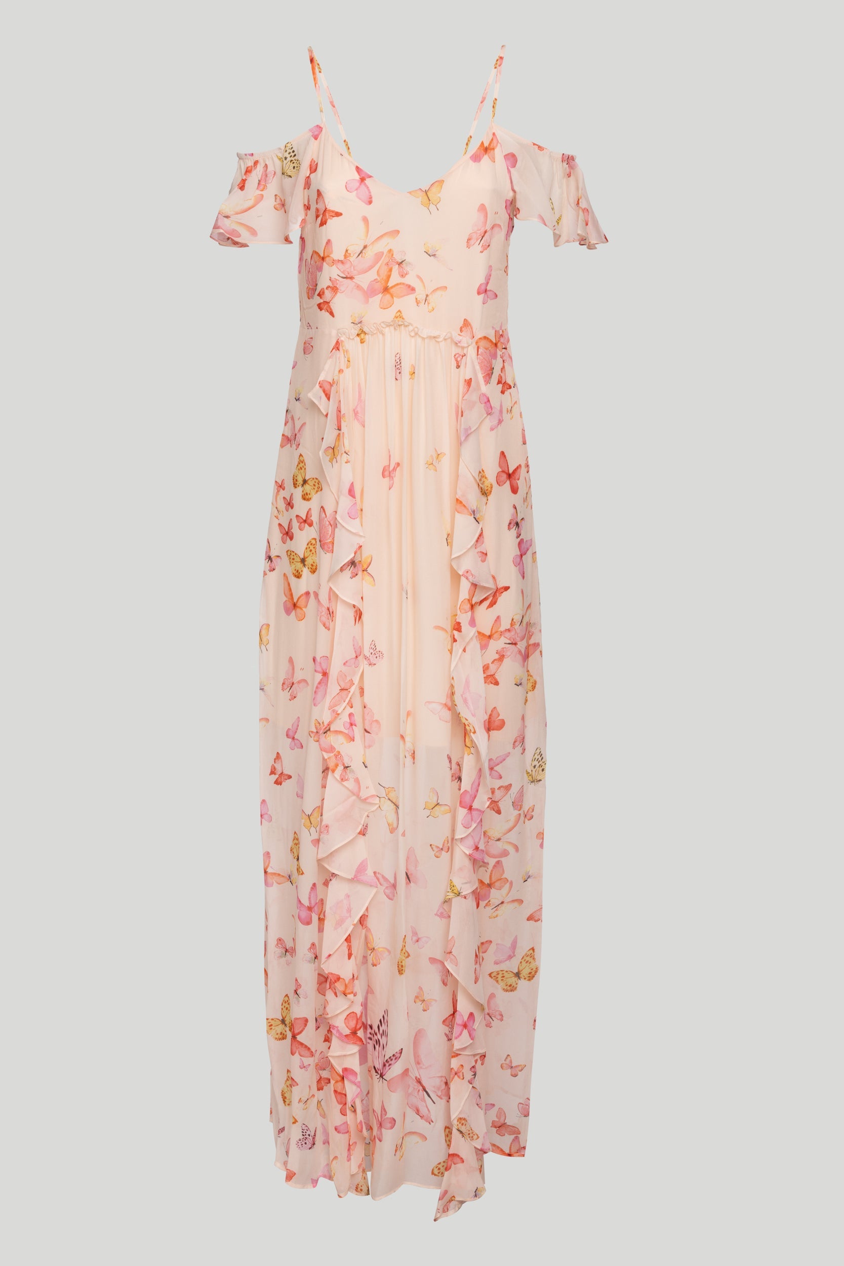 TWINSET Langes Rose Chiffon-Schmetterlingskleid