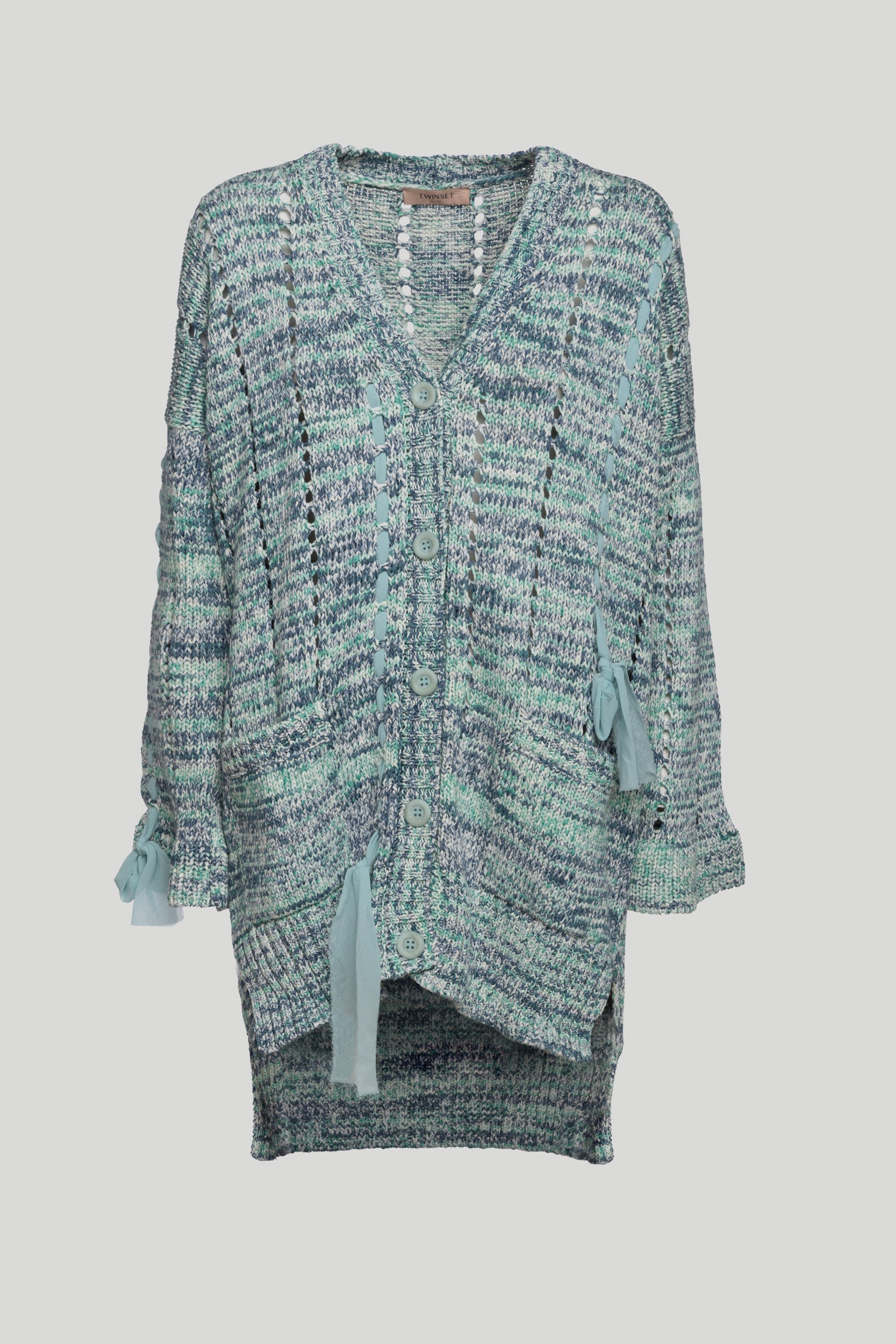 TWINSET Blau bestickter Maxi-Cardigan