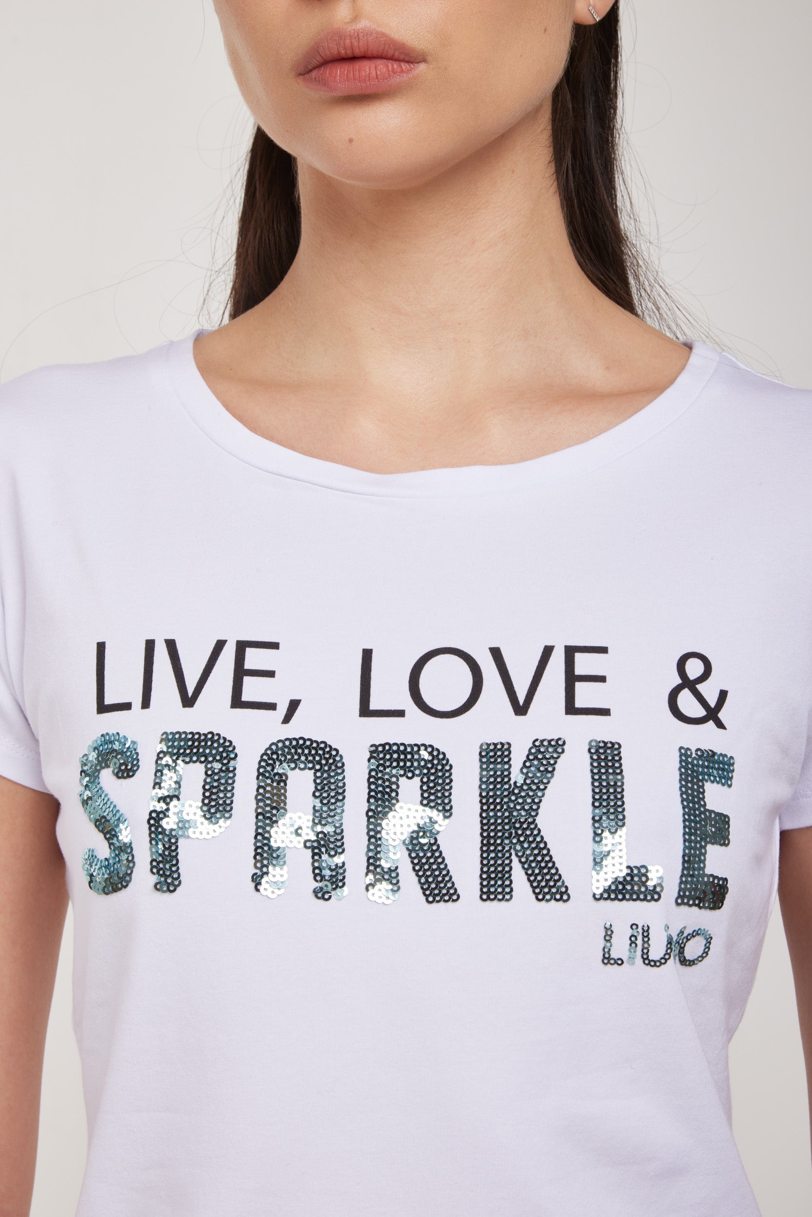 LIU-JO T-Shirt Weiße „Live“, „Love & Sparkle“
