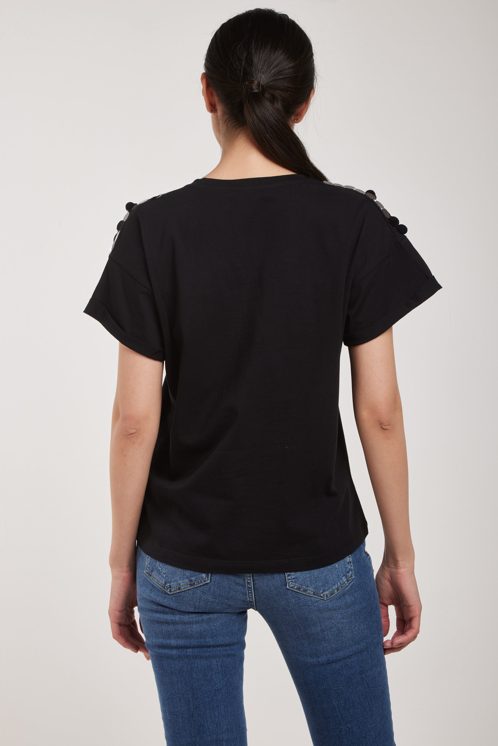 LIU-JO T-Shirt Schwarz mit Pailletten