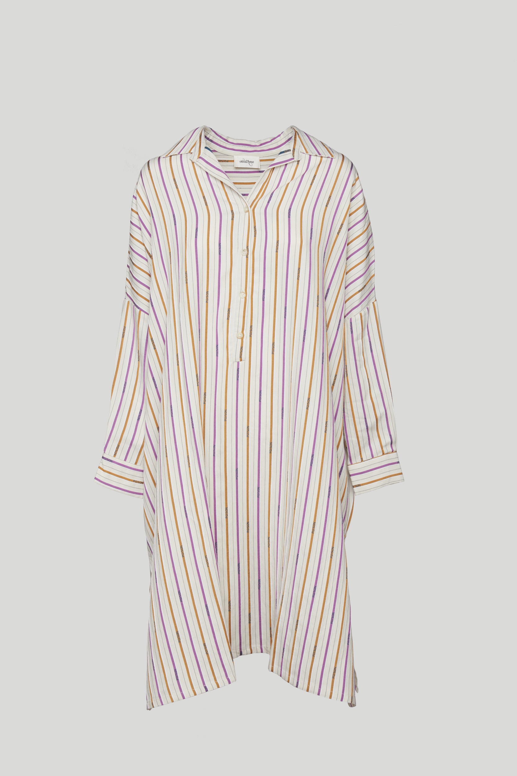 OTTOD'AME Elfenbeinfarbenes, gestreiftes Hemdkleid