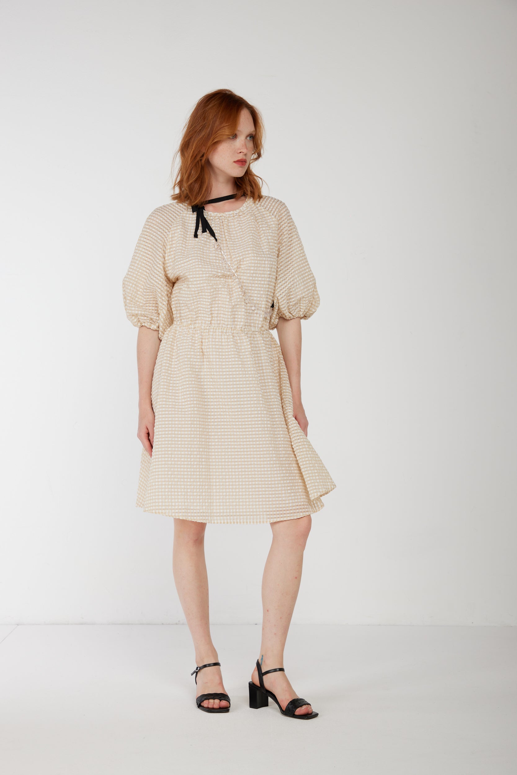 OTTOD'AME Elfenbeinkariertes Kleid