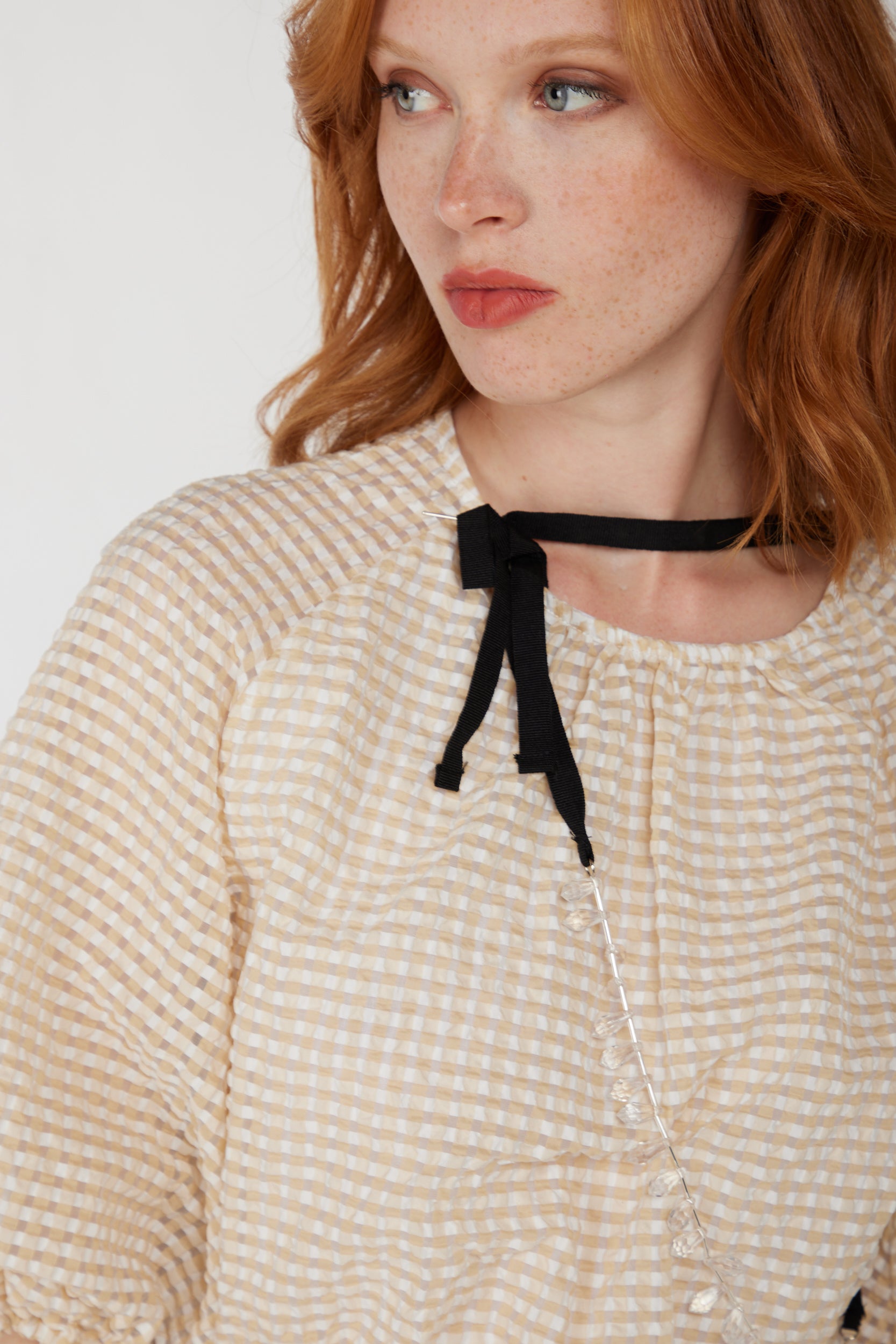 OTTOD'AME Elfenbeinkariertes Kleid