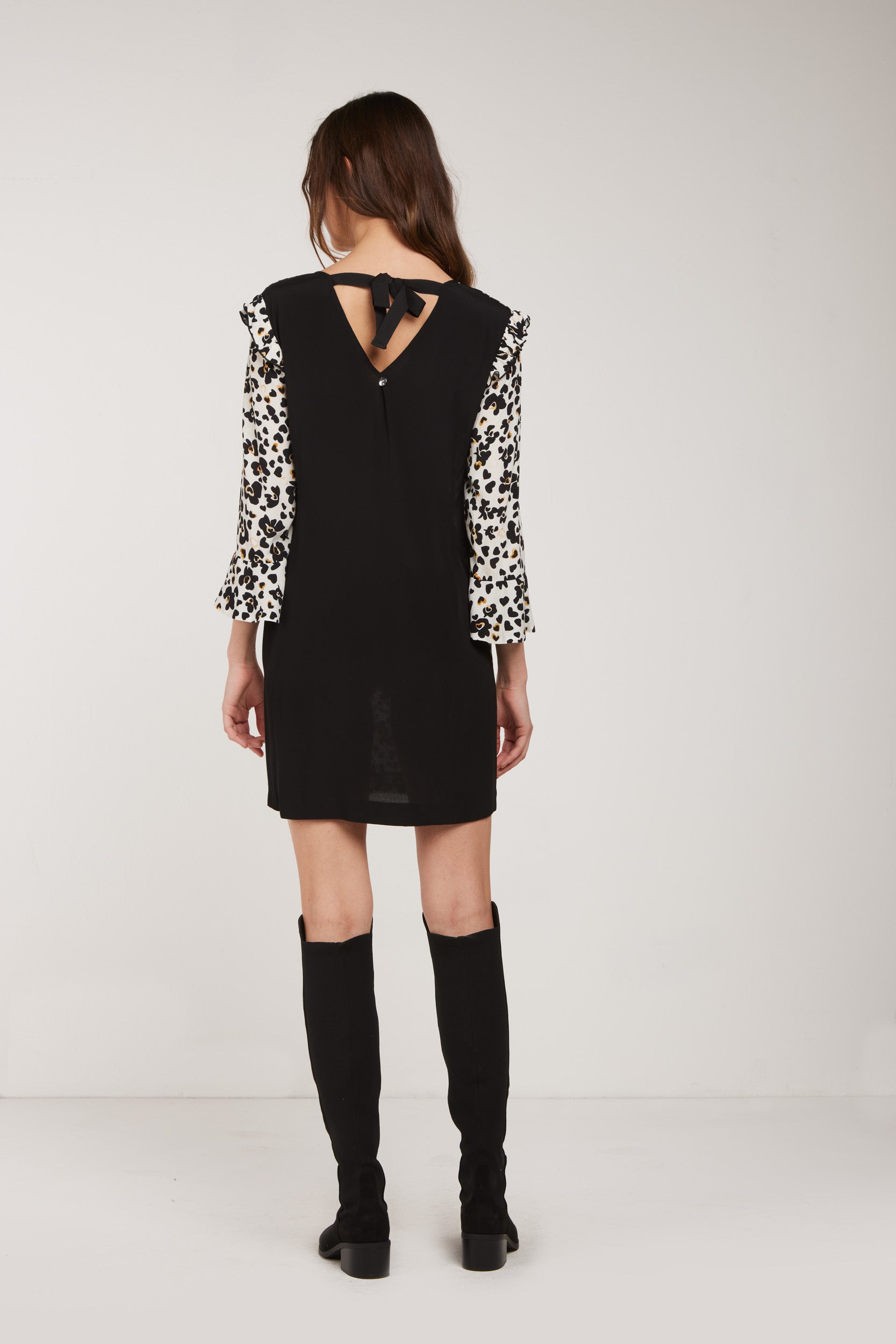 LIU-JO Weiße - Schwarz Mikroblumenkleid