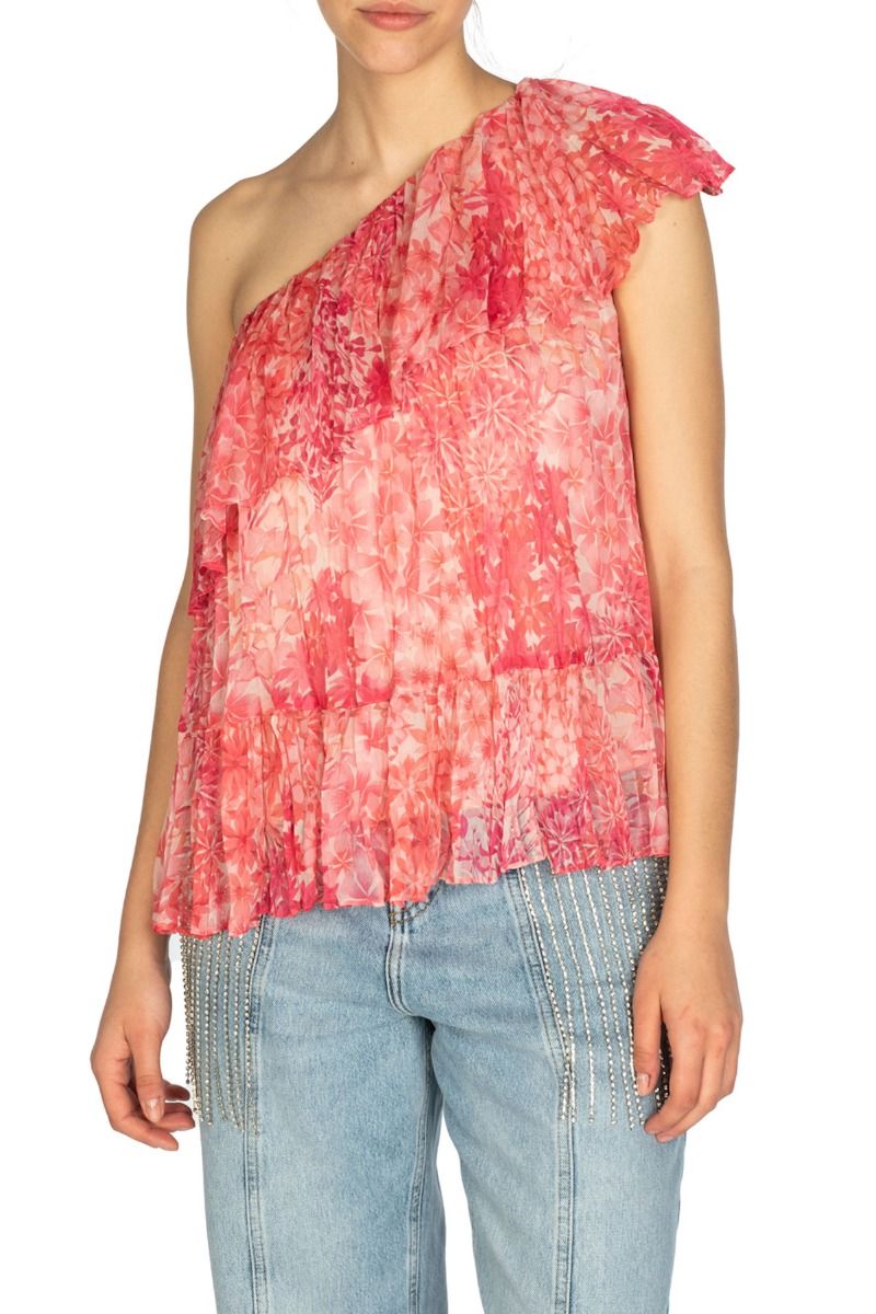 TWINSET One-Shoulder-Top mit Rose Blumenmuster