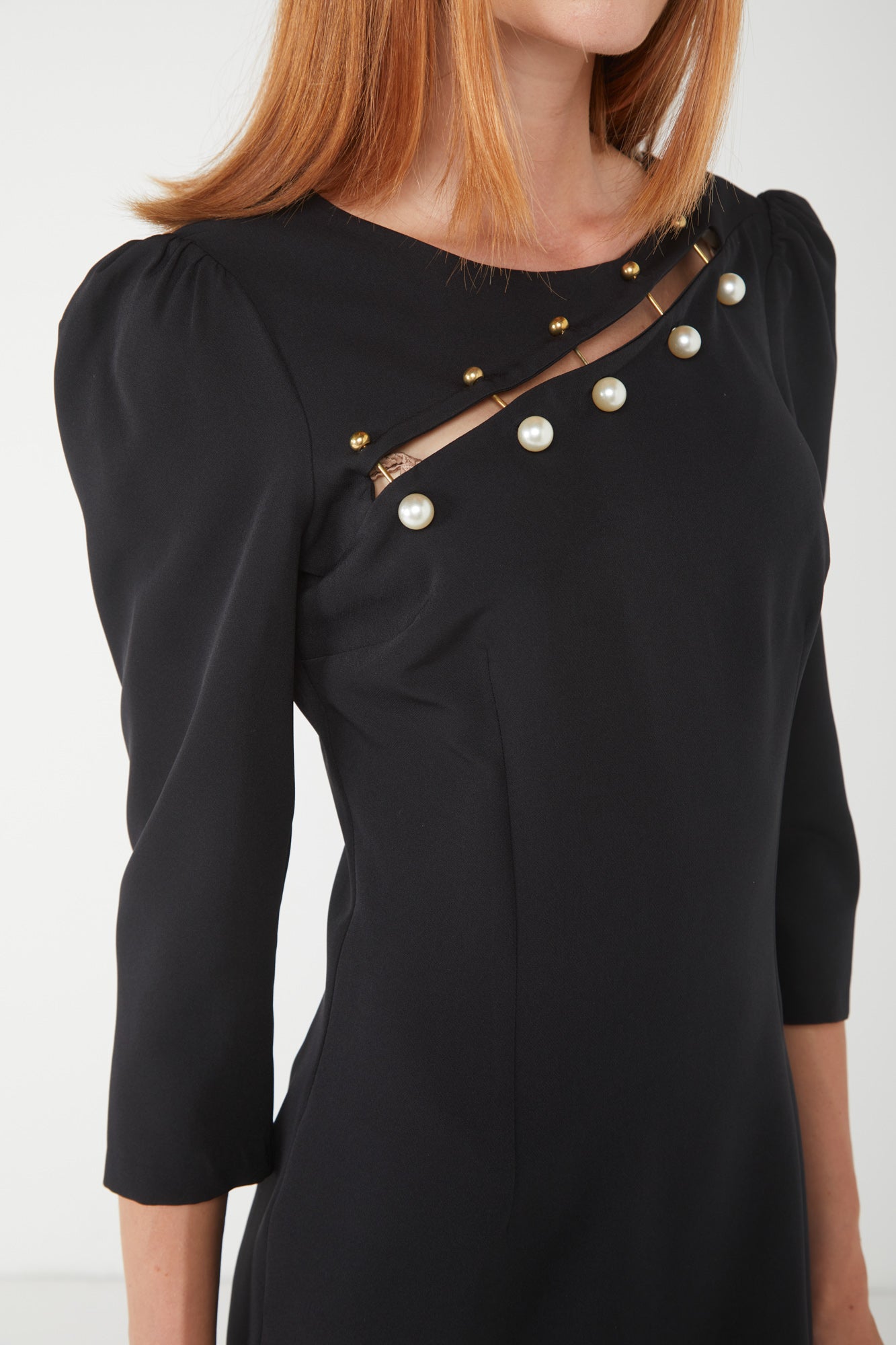 ALESSIA SANTI Schwarz Midikleid mit Ausschnitten