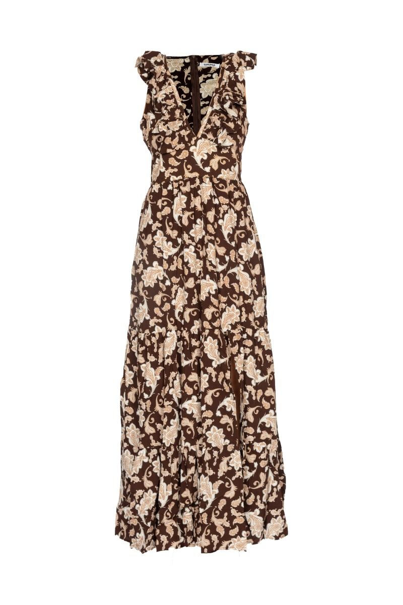GLAMOURÖSES langes Braun Kleid mit Paisley-Muster