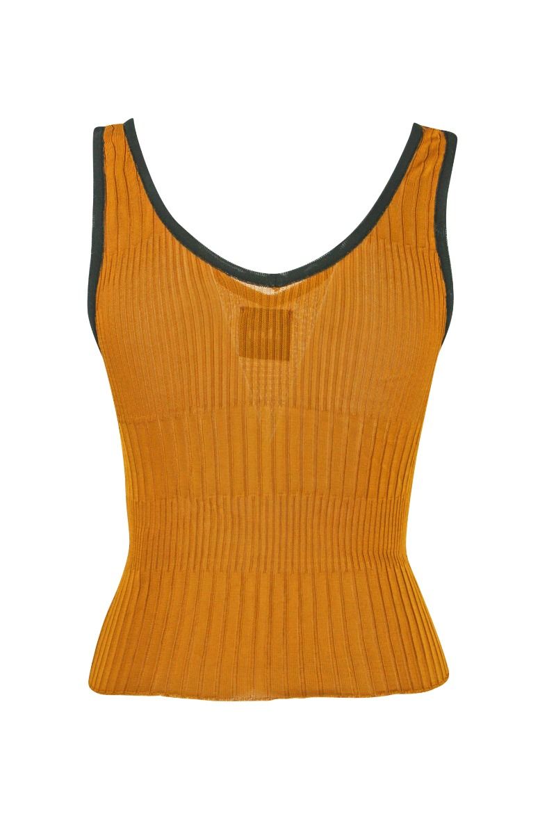 AKEP Senffarbenes, geripptes Tanktop