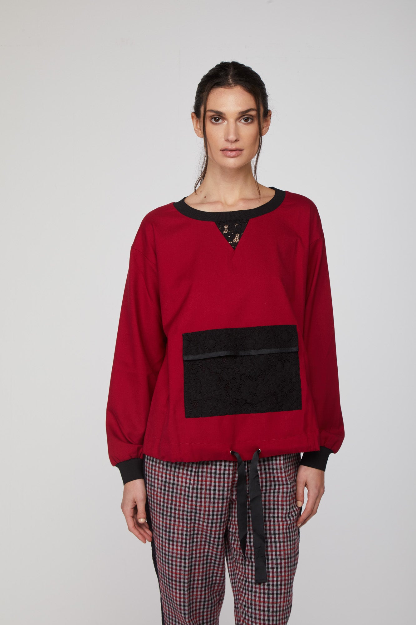 TWINSET Rote Sweatshirt mit Maxi-Fronttasche