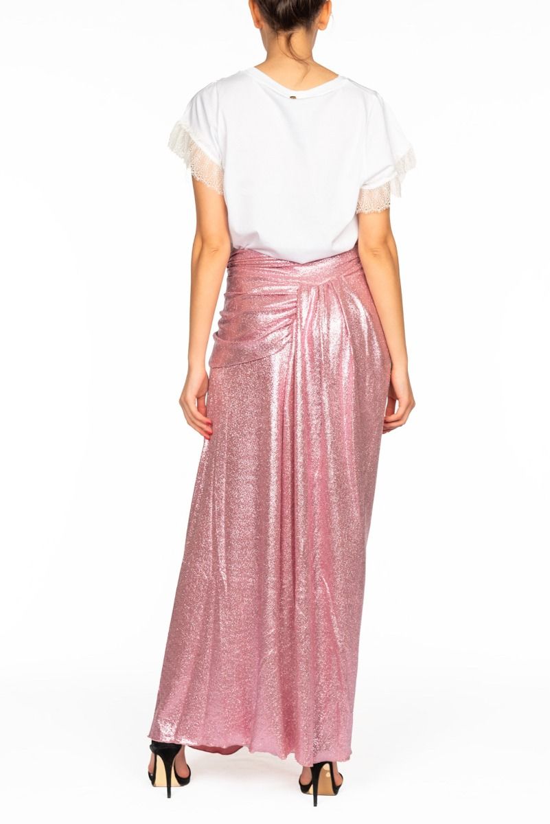 ALESSANDRA GALLO Langer Rock mit Rose Schlitz