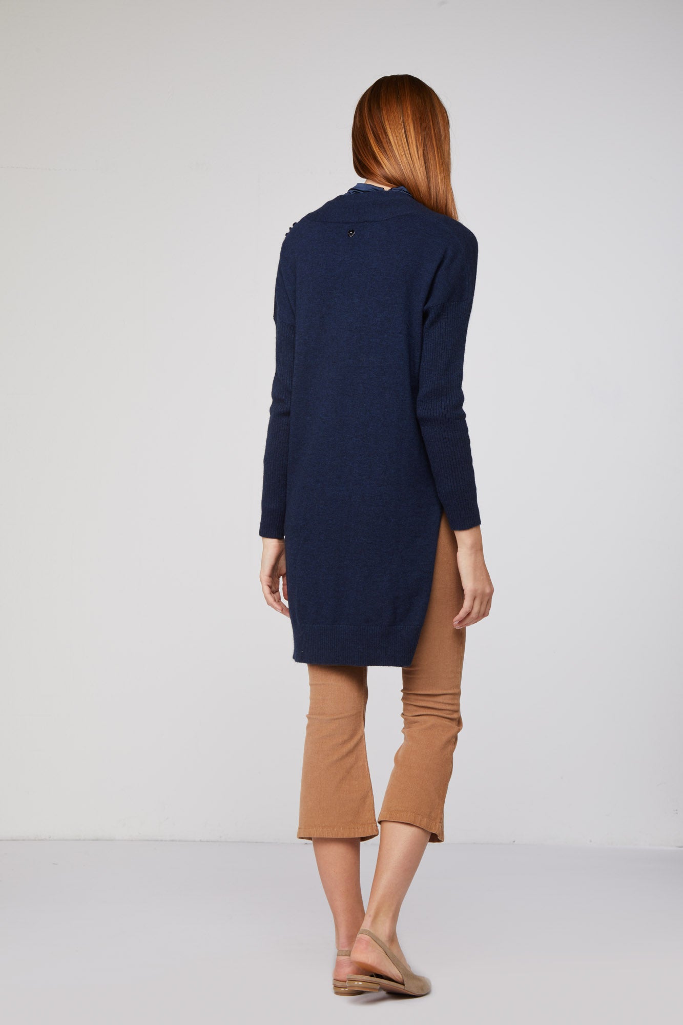 TWINSET Asymmetrischer Blau Cardigan