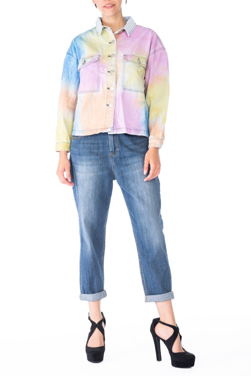 GLAMOROUS Jeansjacke mit Batikmuster