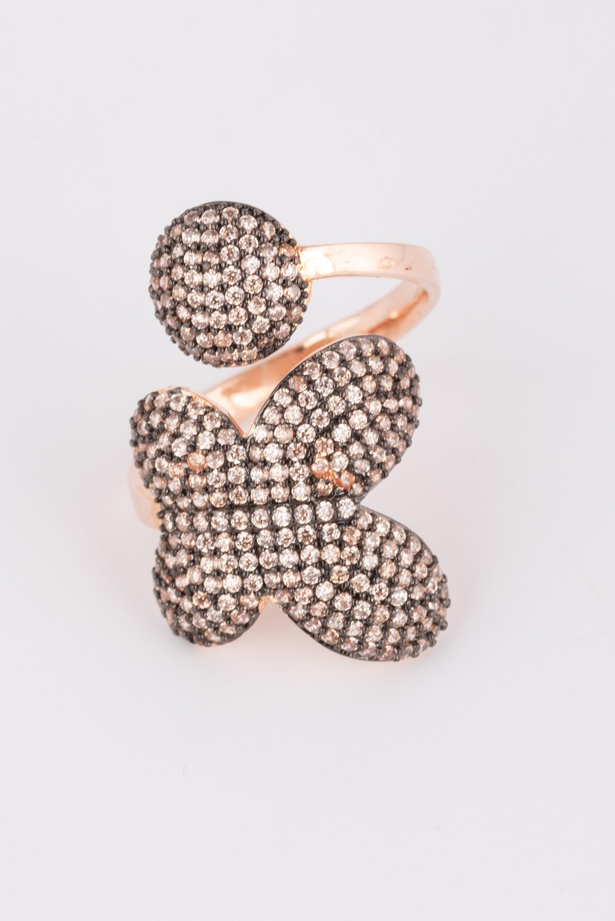 MELUSINA BIJOUX Champagner-Blumen- und Kreisring