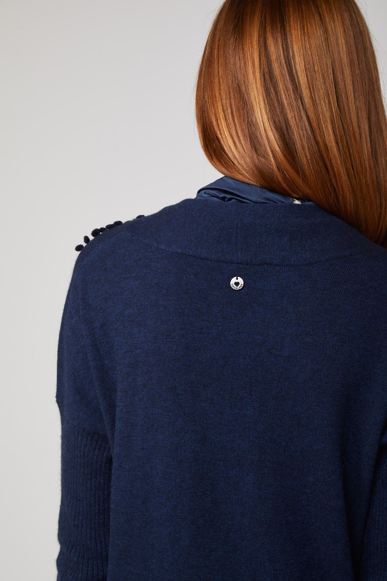 TWINSET Asymmetrischer Blau Cardigan