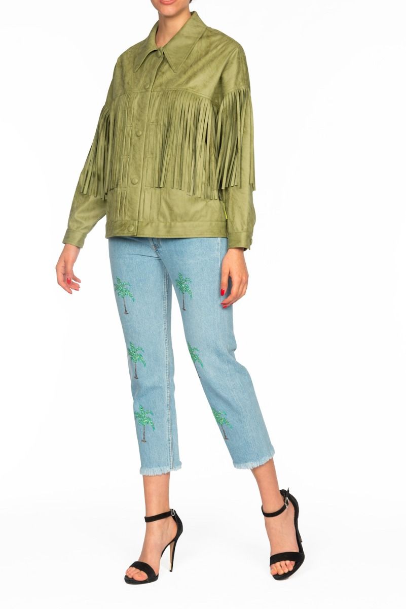 OOF WEAR Grüne Jacke mit Fransen