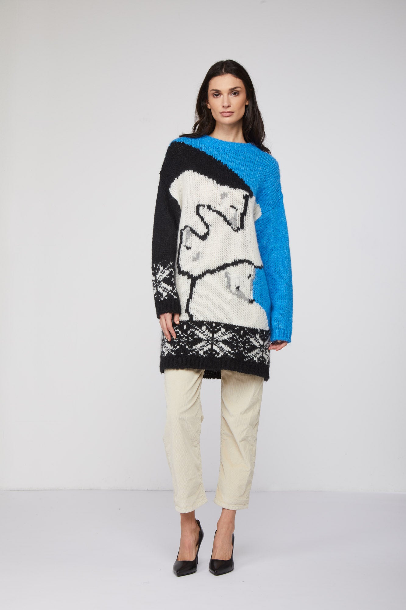 MY TWIN TWINSET Kleiderpullover mit Bärenmuster