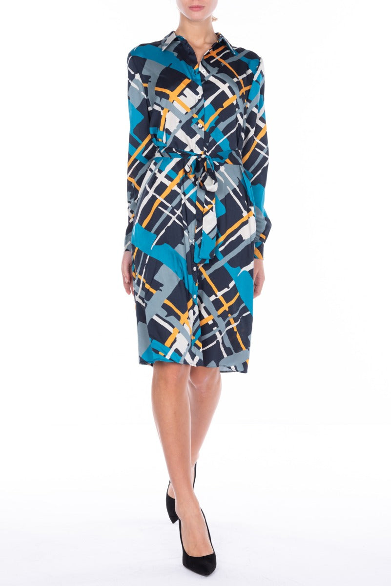 TWINSET Hemdblusenkleid mit mehrfarbigem Muster