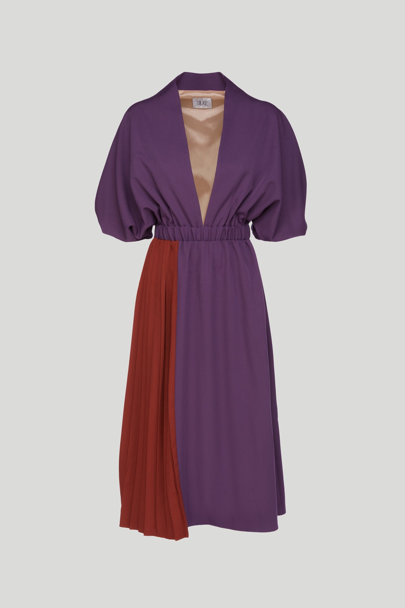 Lilafarbenes Kimonokleid Silke mit Ziegeleinsatz