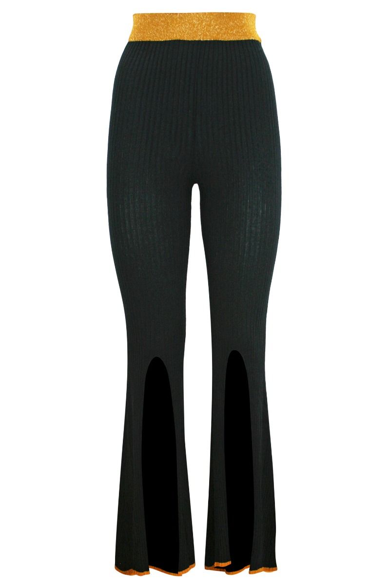 AKEP Schwarz Schlaghose mit Schlitzen