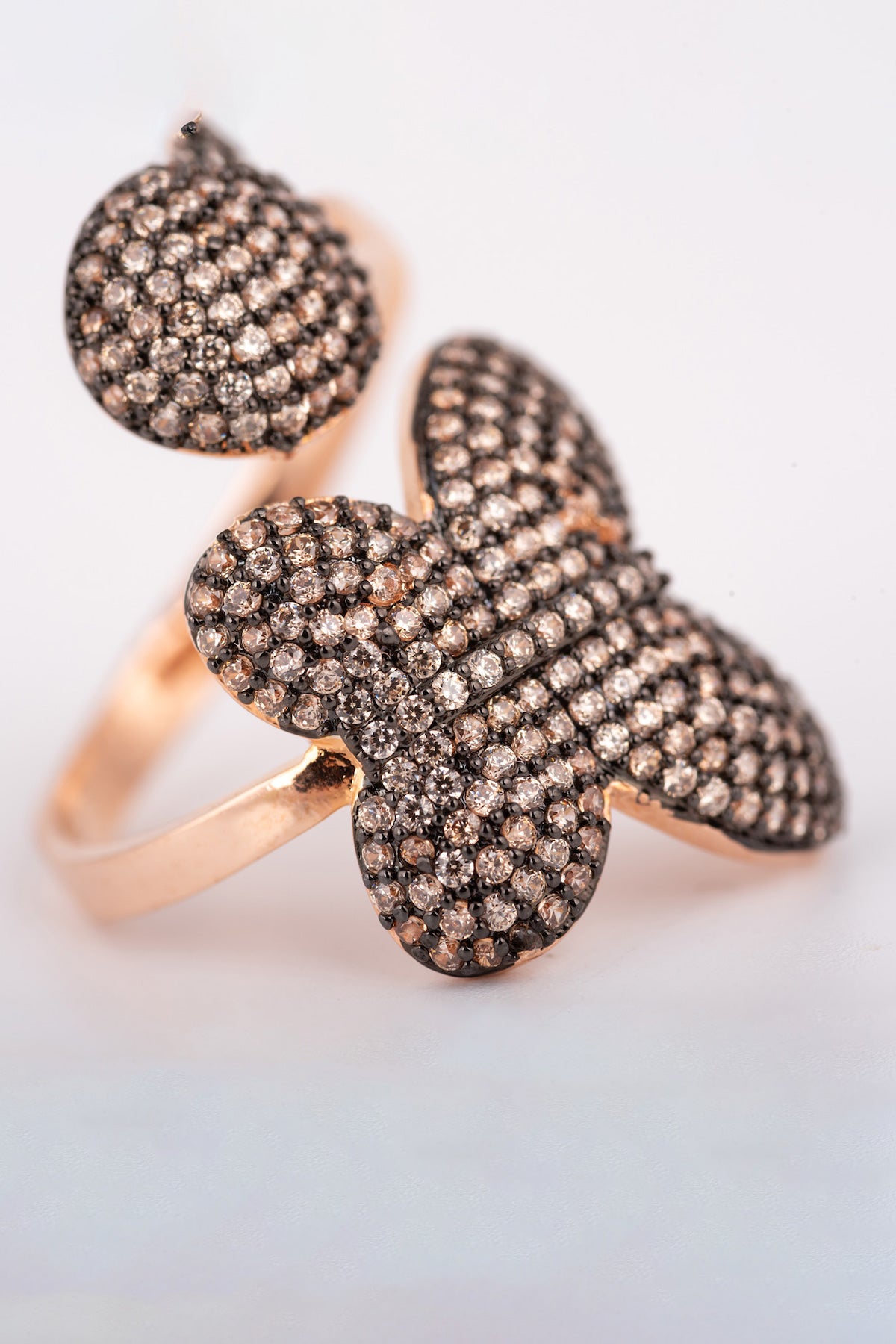 MELUSINA BIJOUX Champagner-Blumen- und Kreisring