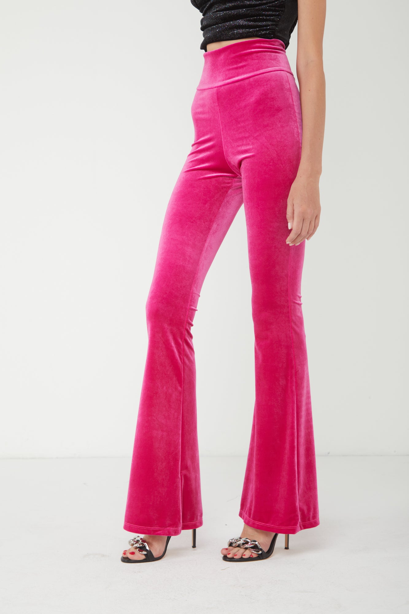 ALESSANDRA GALLO Fuchsia Samt-Schlaghose