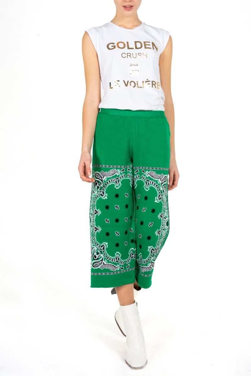 AKEP Palazzo Grüne Hose mit Bandana-Print