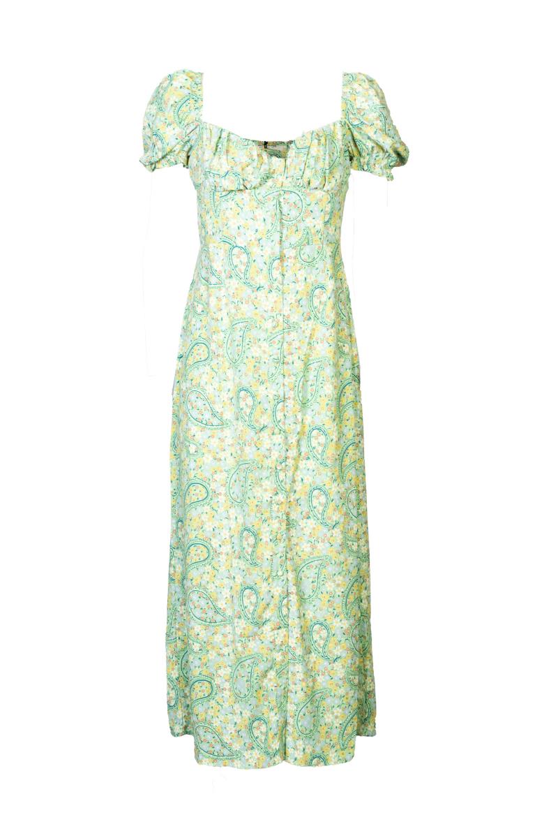 GLAMOURÖSES langes Grüne Paisley-Kleid