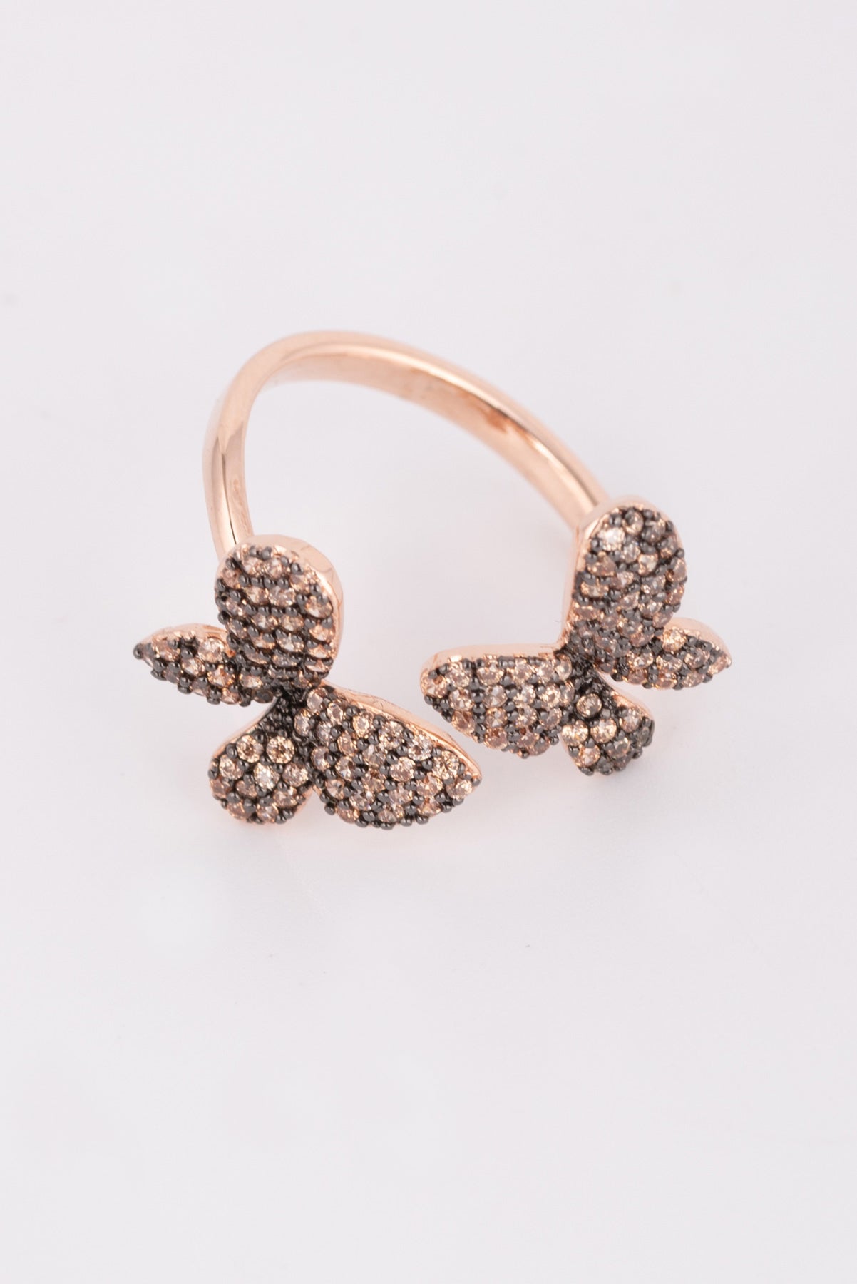 MELUSINA BIJOUX Doppelter Blumenring Champagner