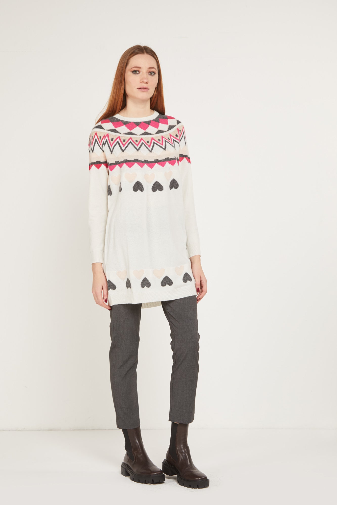 PRINCESSE LODO Übergroßer Pullover mit cremefarbenem Muster