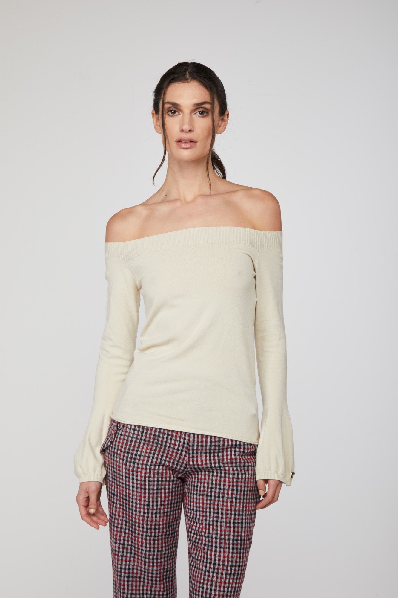 TWINSET Weiße Pullover mit U-Boot-Ausschnitt